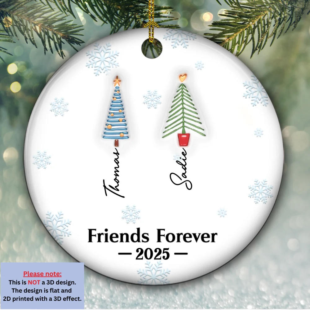 Friends Forever Tree Names - Personalized Custom 3D Inflated Effect Ceramic Ornament - Image 6