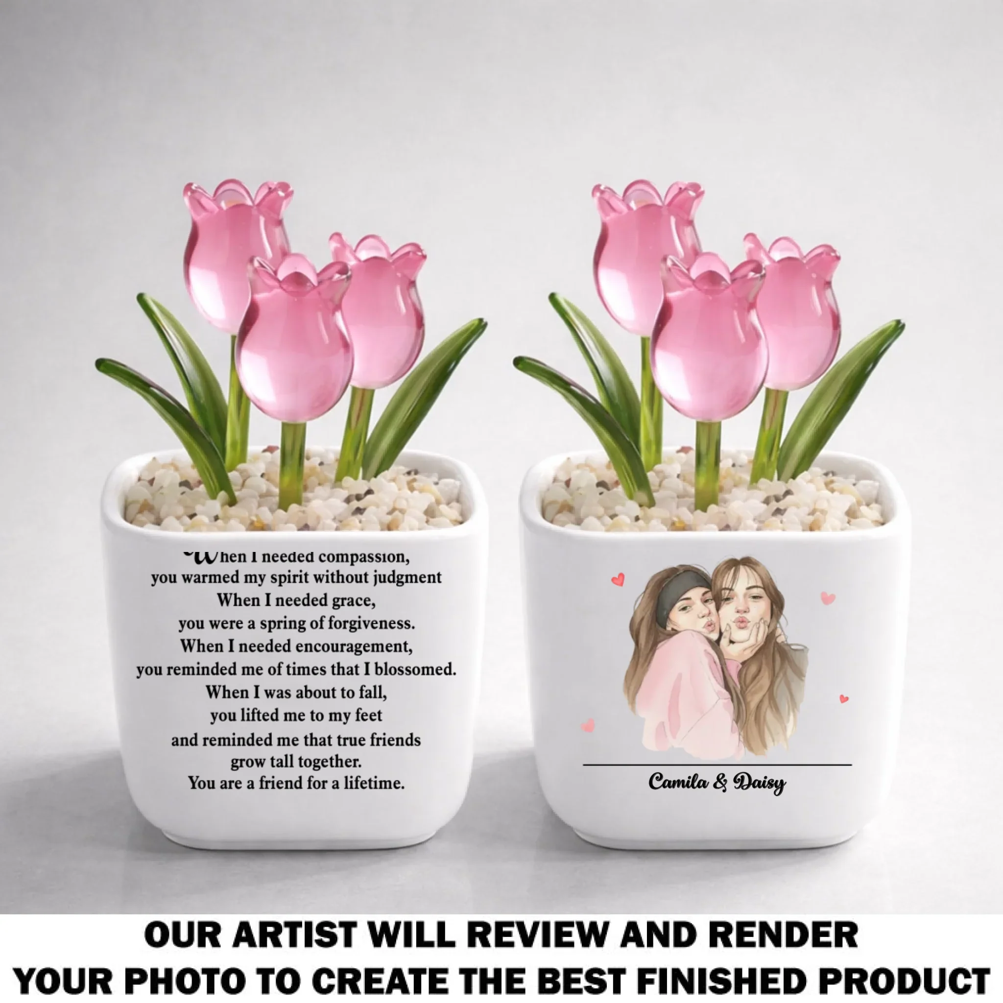 Friends Grow Together - Personalized Custom Glass Everlasting Tulips - Image 10