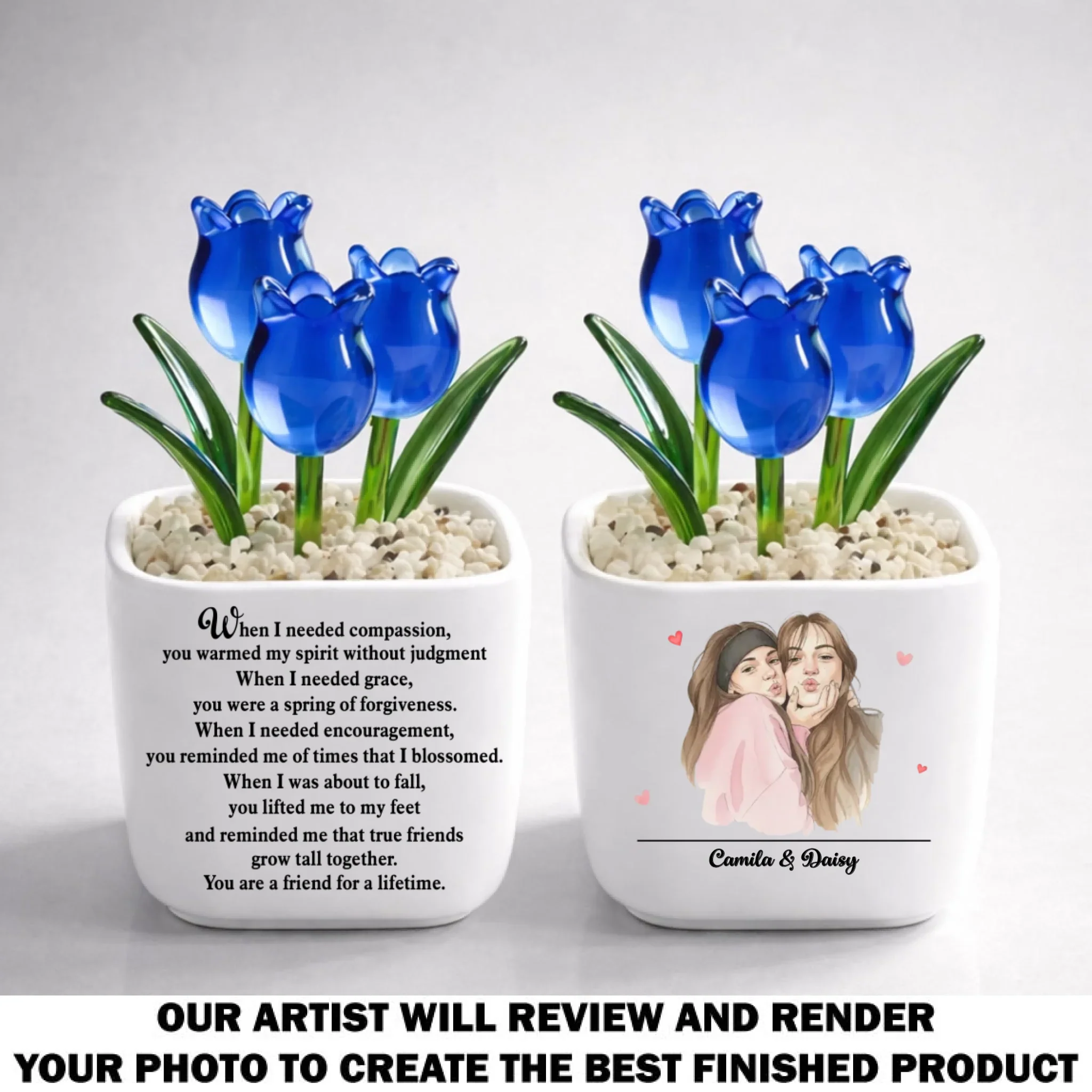 Friends Grow Together - Personalized Custom Glass Everlasting Tulips - Image 11