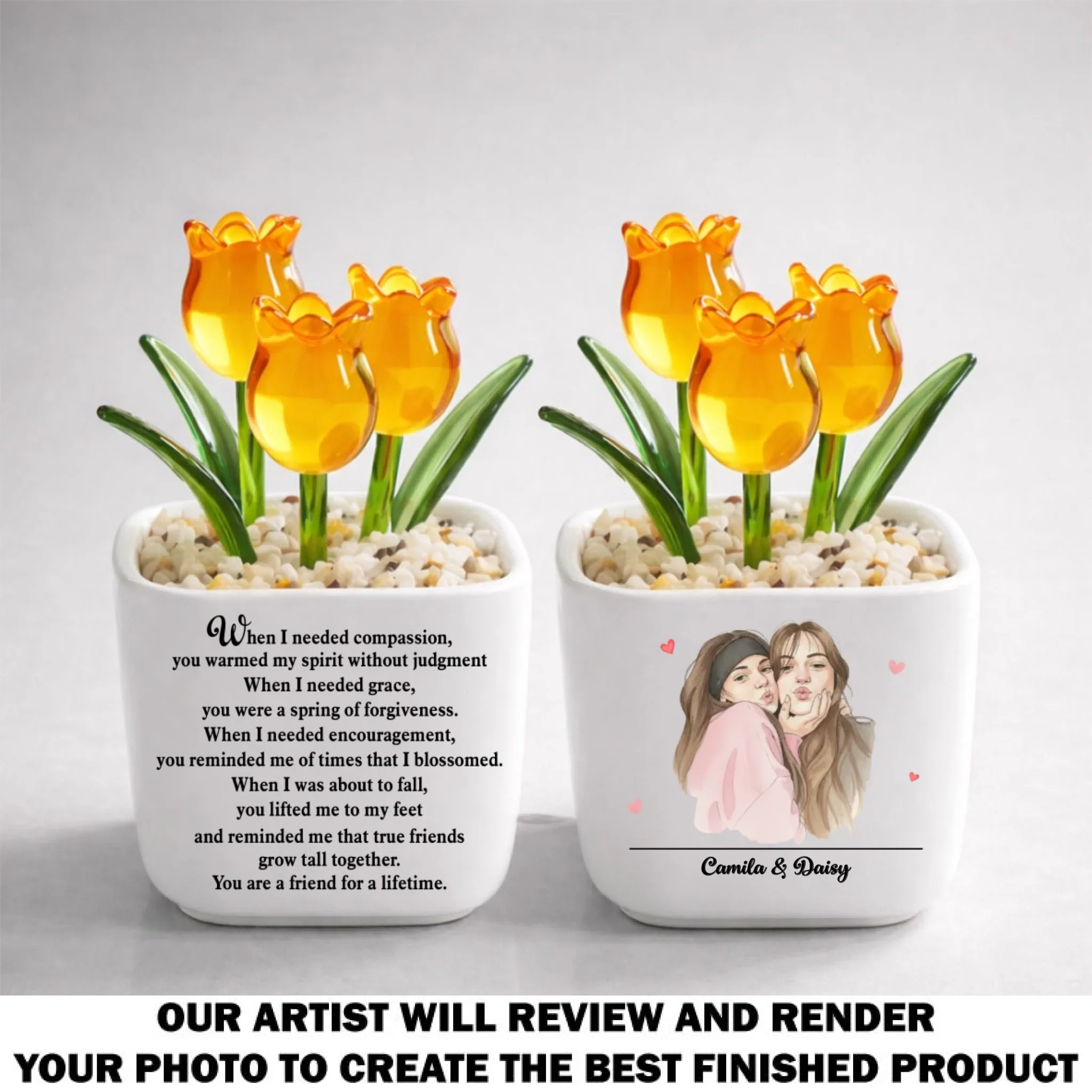 Friends Grow Together - Personalized Custom Glass Everlasting Tulips - Image 12