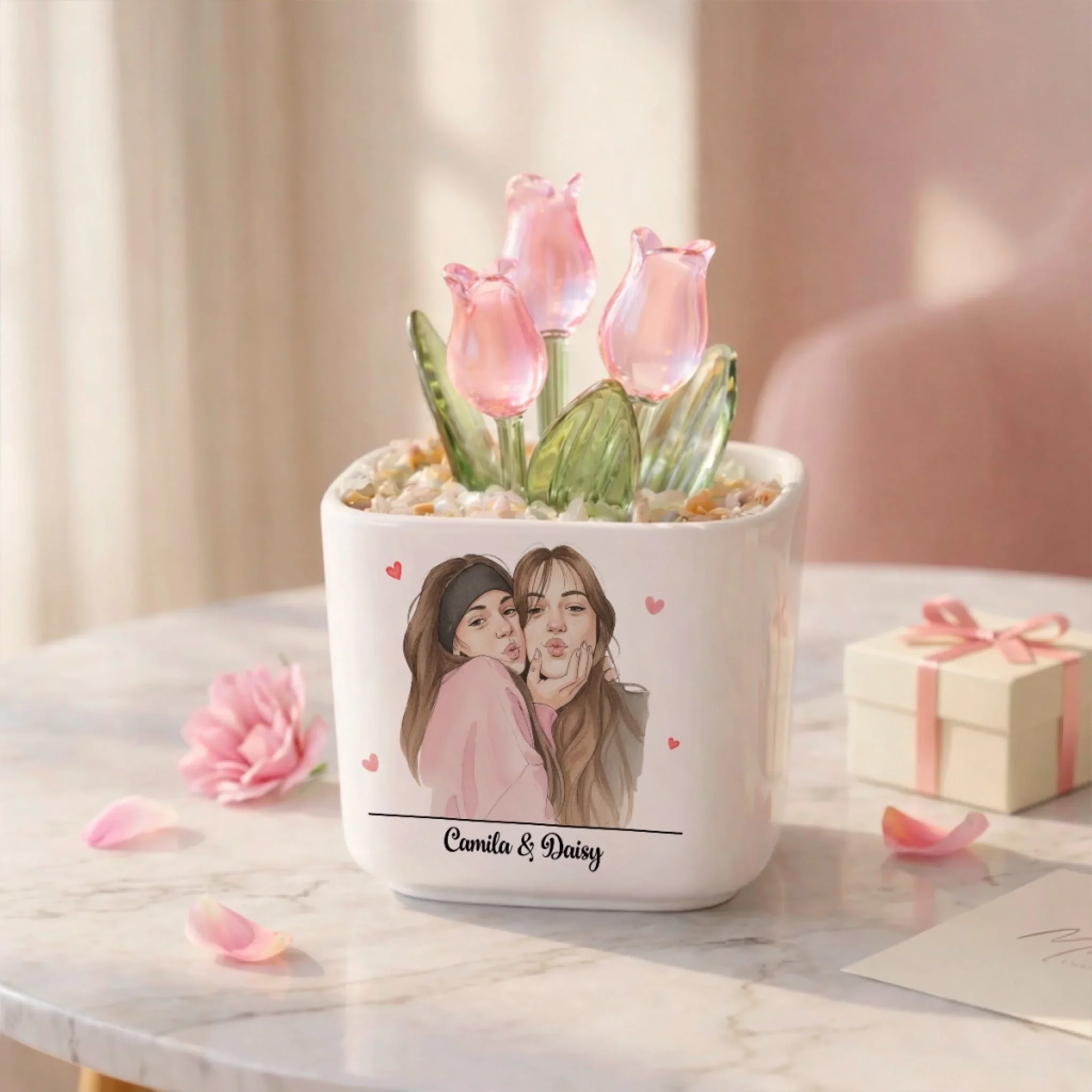 Friends Grow Together - Personalized Custom Glass Everlasting Tulips - Image 7