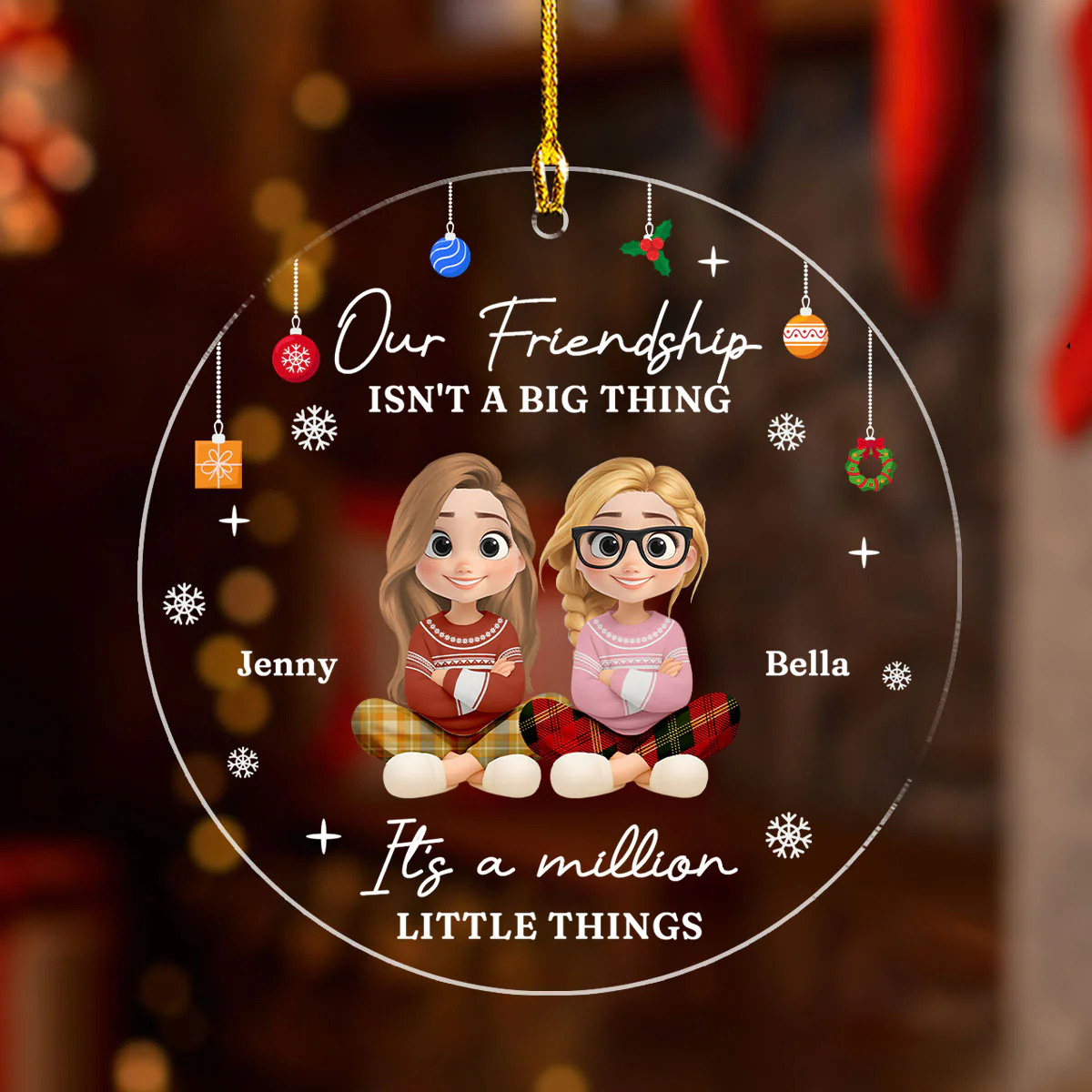 Friends Make Life More Beautiful - Personalized Custom Acrylic Ornament - Image 3