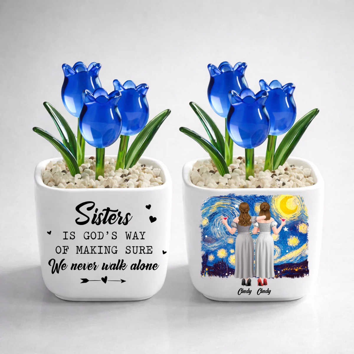 Friends Never Walk Alone - Personalized Custom Glass Everlasting Tulips - Image 7