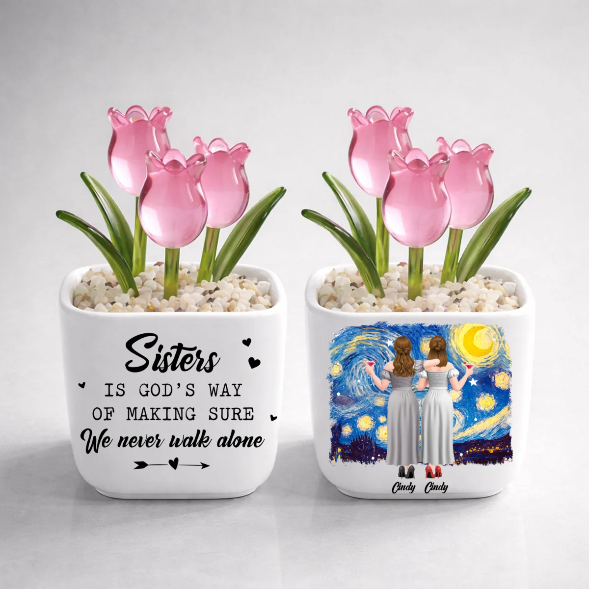 Friends Never Walk Alone - Personalized Custom Glass Everlasting Tulips - Image 8