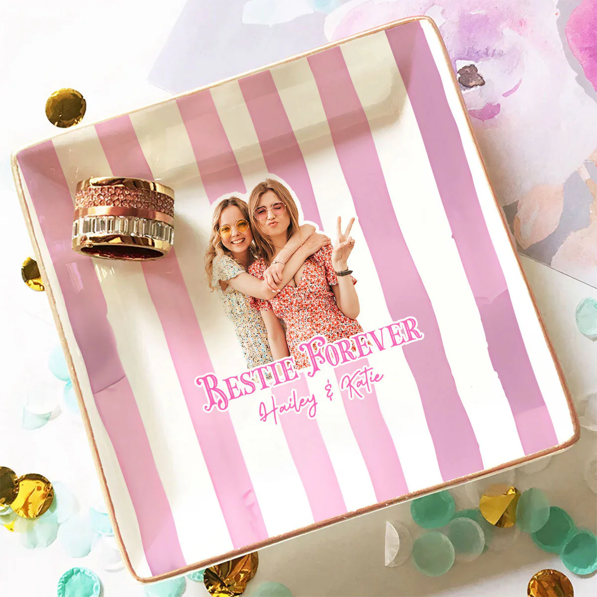 Friends Now And Always - Personalized Custom Jewelry Dish - Image 2