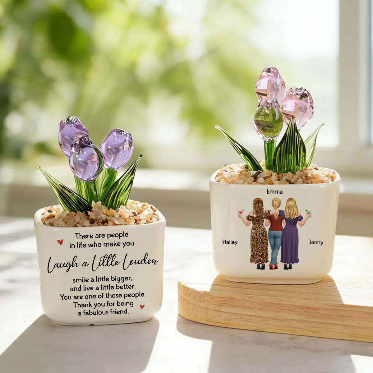 Friends Who Shine - Personalized Custom Glass Everlasting Tulips - Image 8