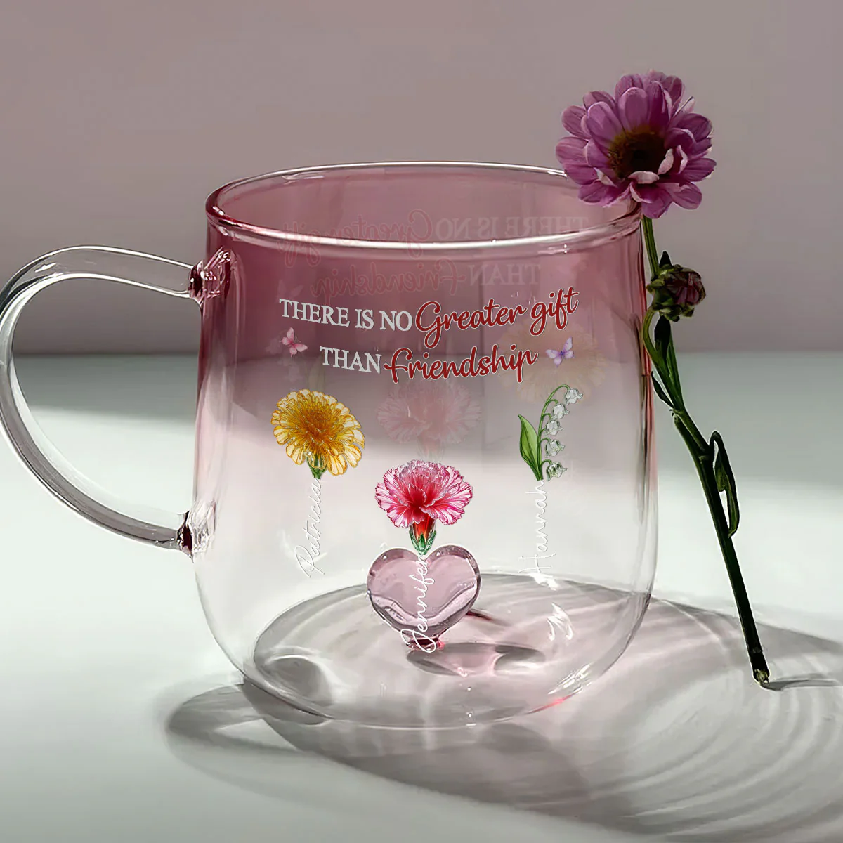 Friendship Is A Gift - Personalized Custom Pink Gradient Glass Mug - Image 2