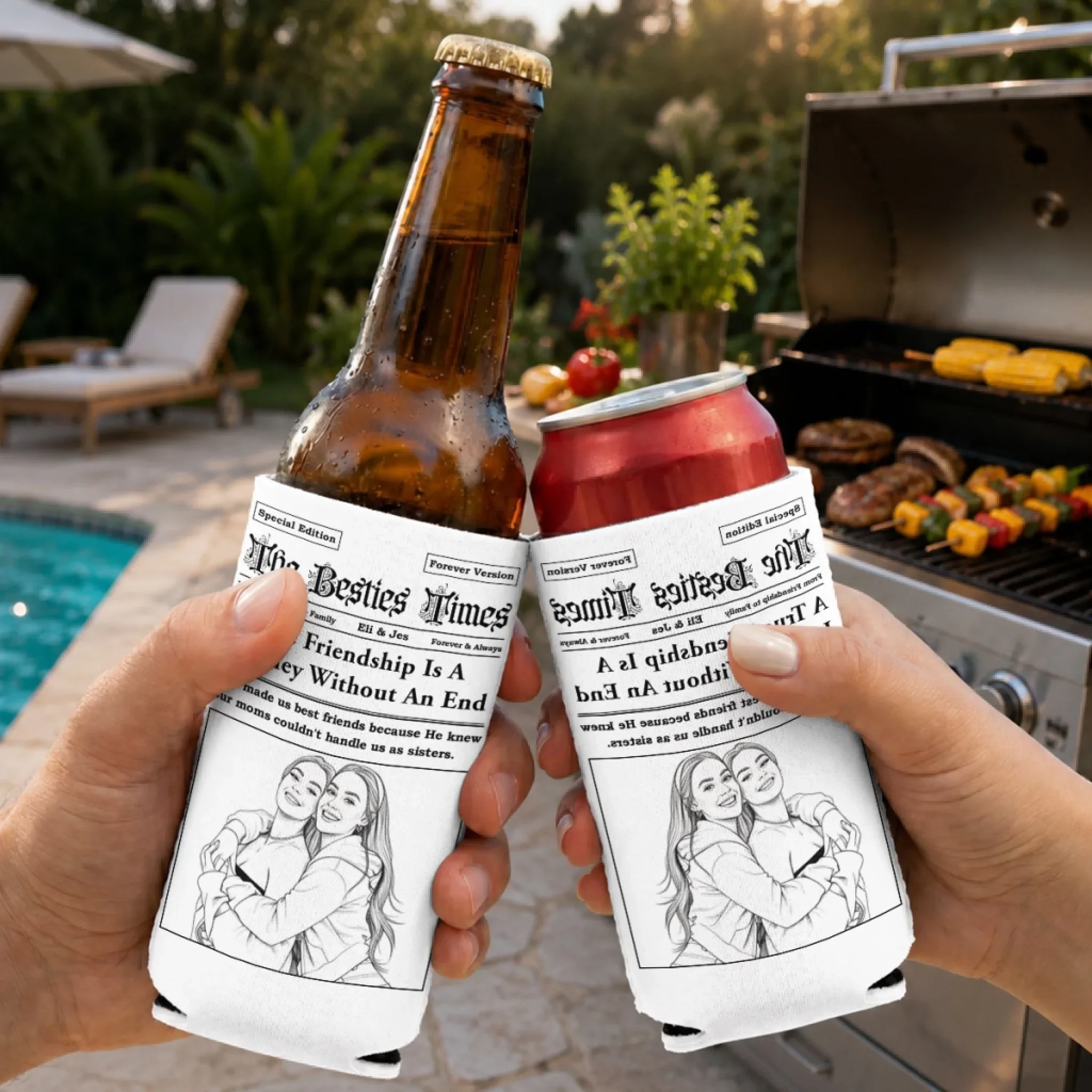 From Friendship To Family - Personalized Custom Skinny Can Cooler - Image 2