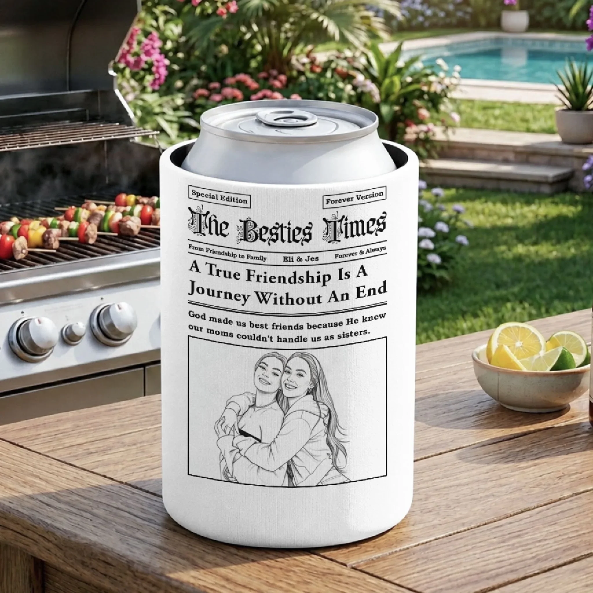 From Friendship To Family - Personalized Custom Skinny Can Cooler - Image 3