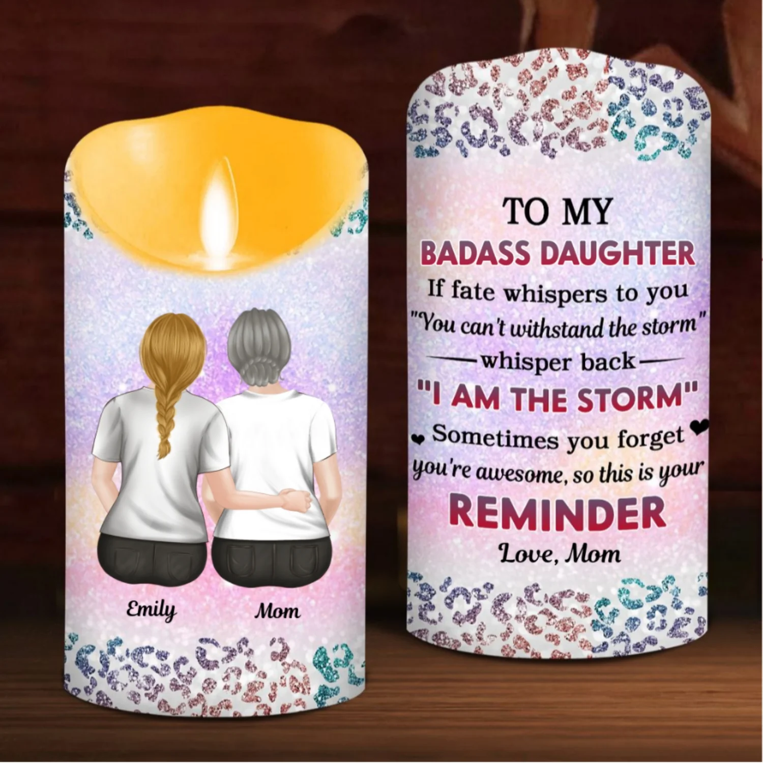 From Mom To Badass Daughter - Personalized Custom LED Candle - Image 6