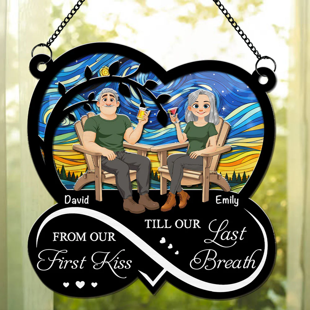 From Our First Kiss Cartoon - Personalized Custom Suncatcher - Image 3