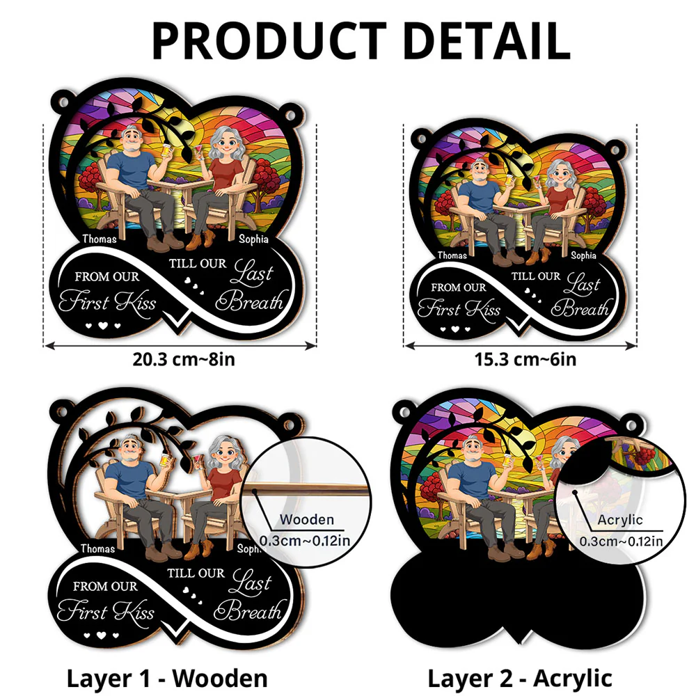 From Our First Kiss Cartoon - Personalized Custom Suncatcher - Image 4