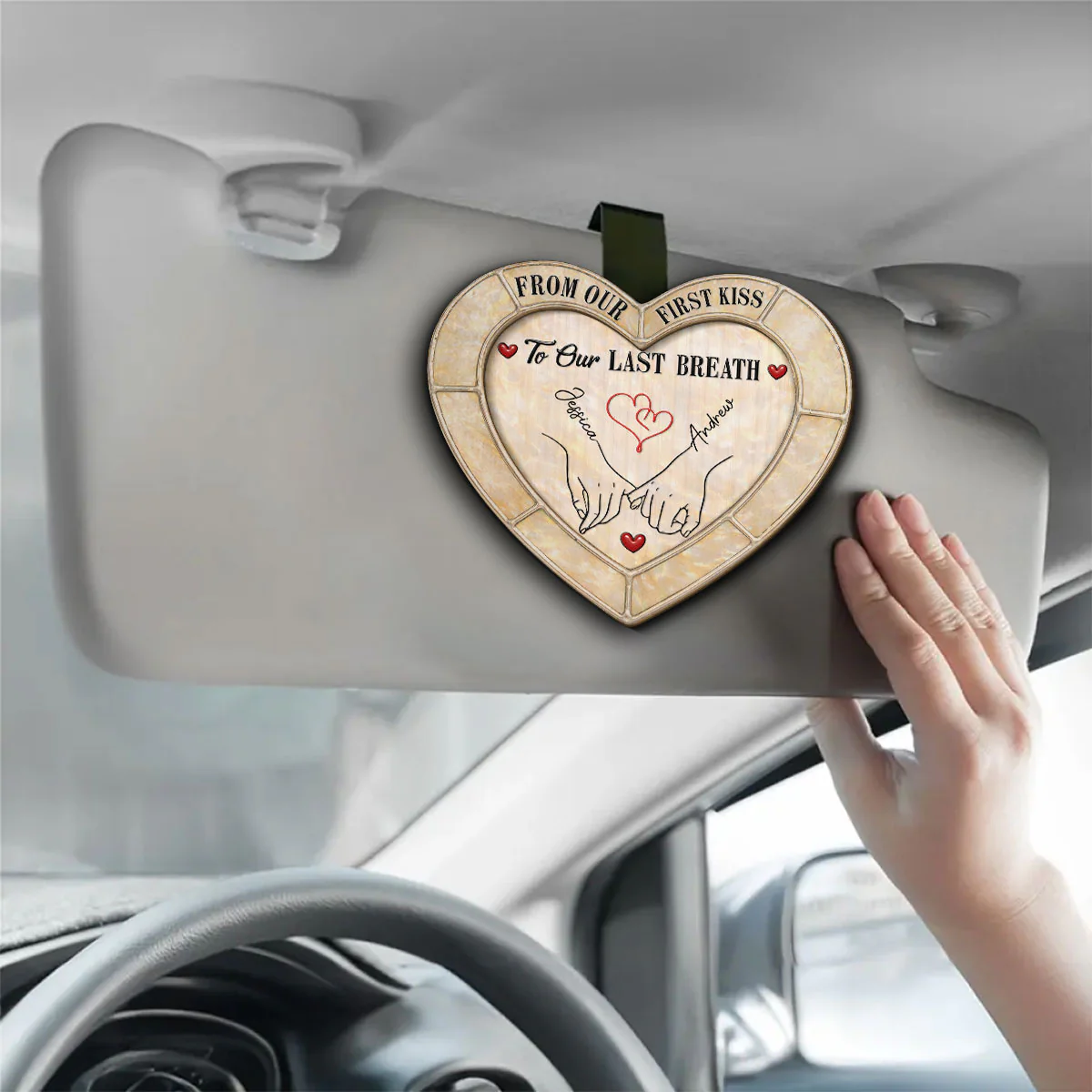 From Our First Kiss - Personalized Custom Car Visor Clip - Image 3