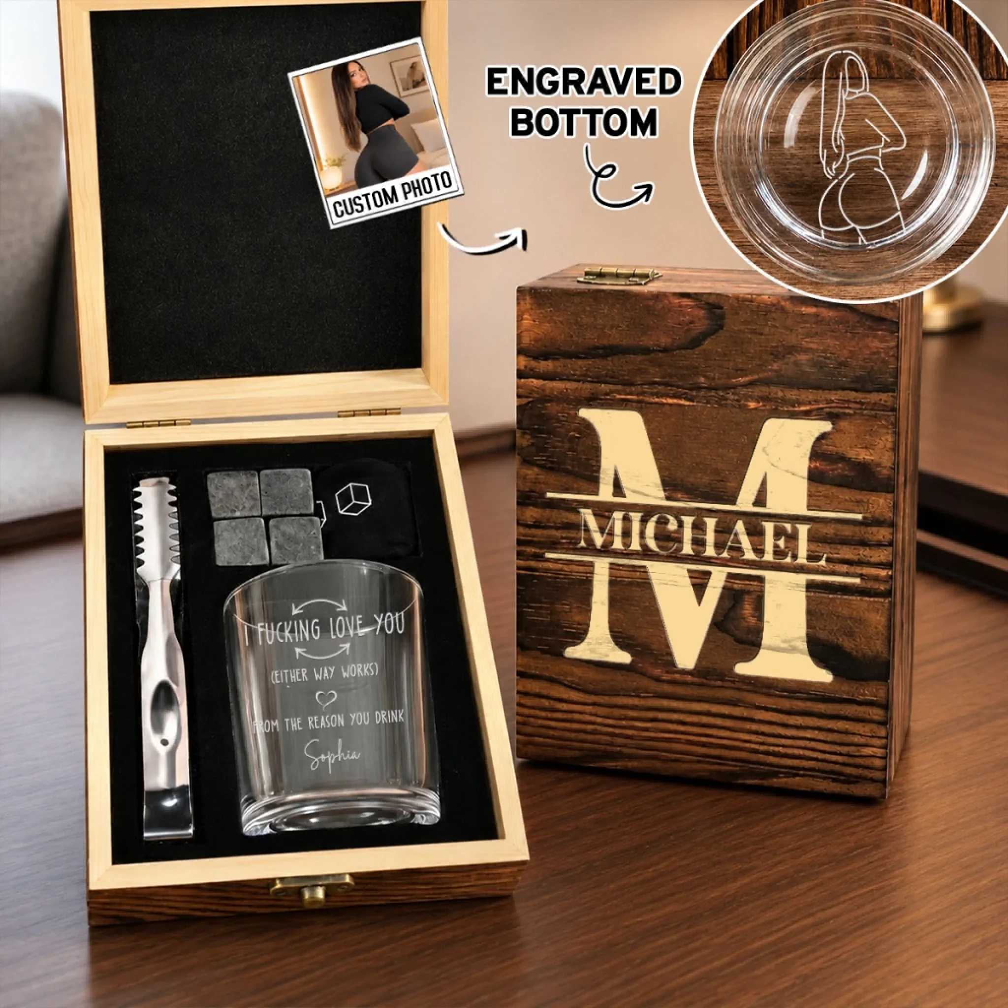 From The Reason You Drink - Personalized Custom Whiskey Glass Set