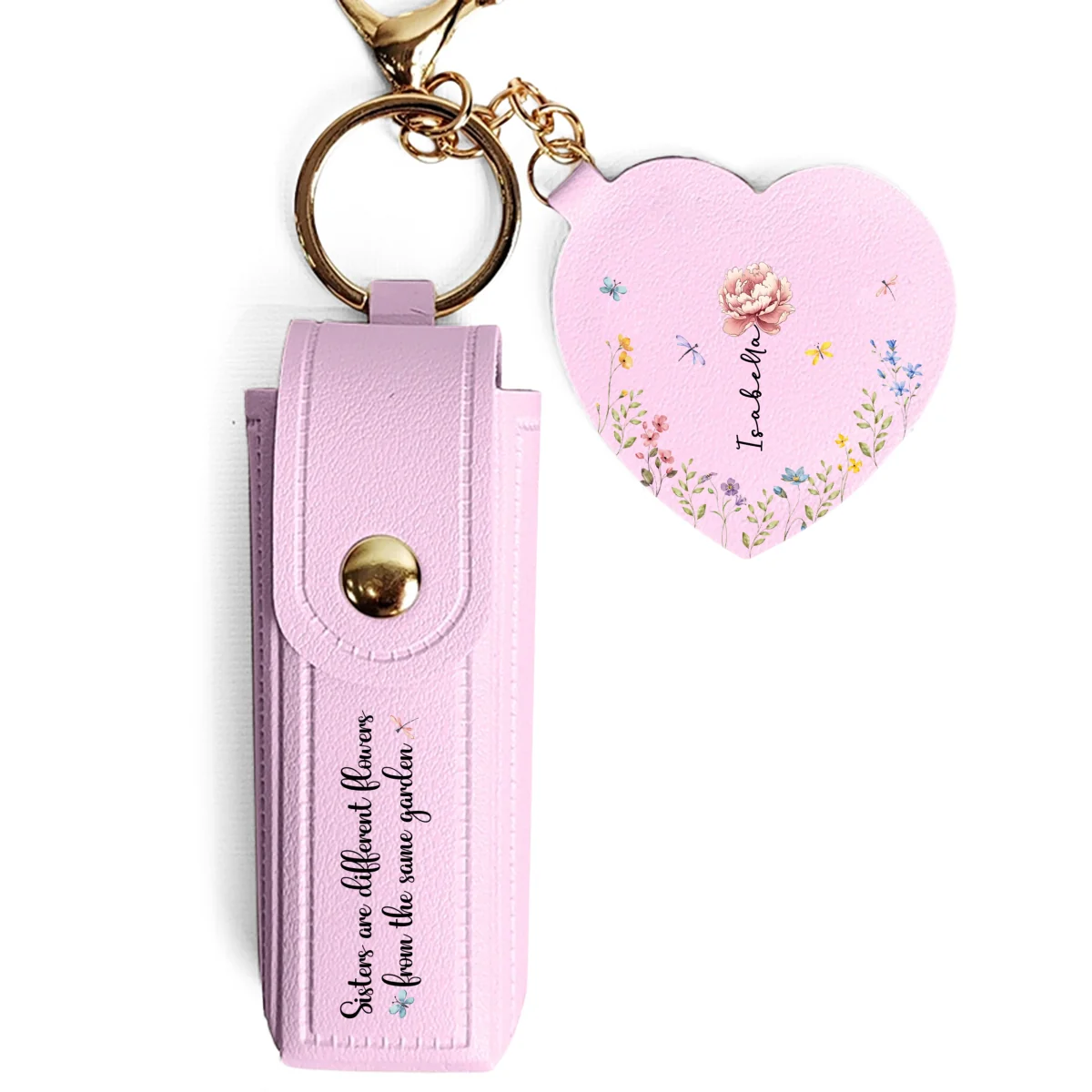 From The Same Garden - Personalized Custom Leather Lipstick Case Keychain With Mirror - Image 10