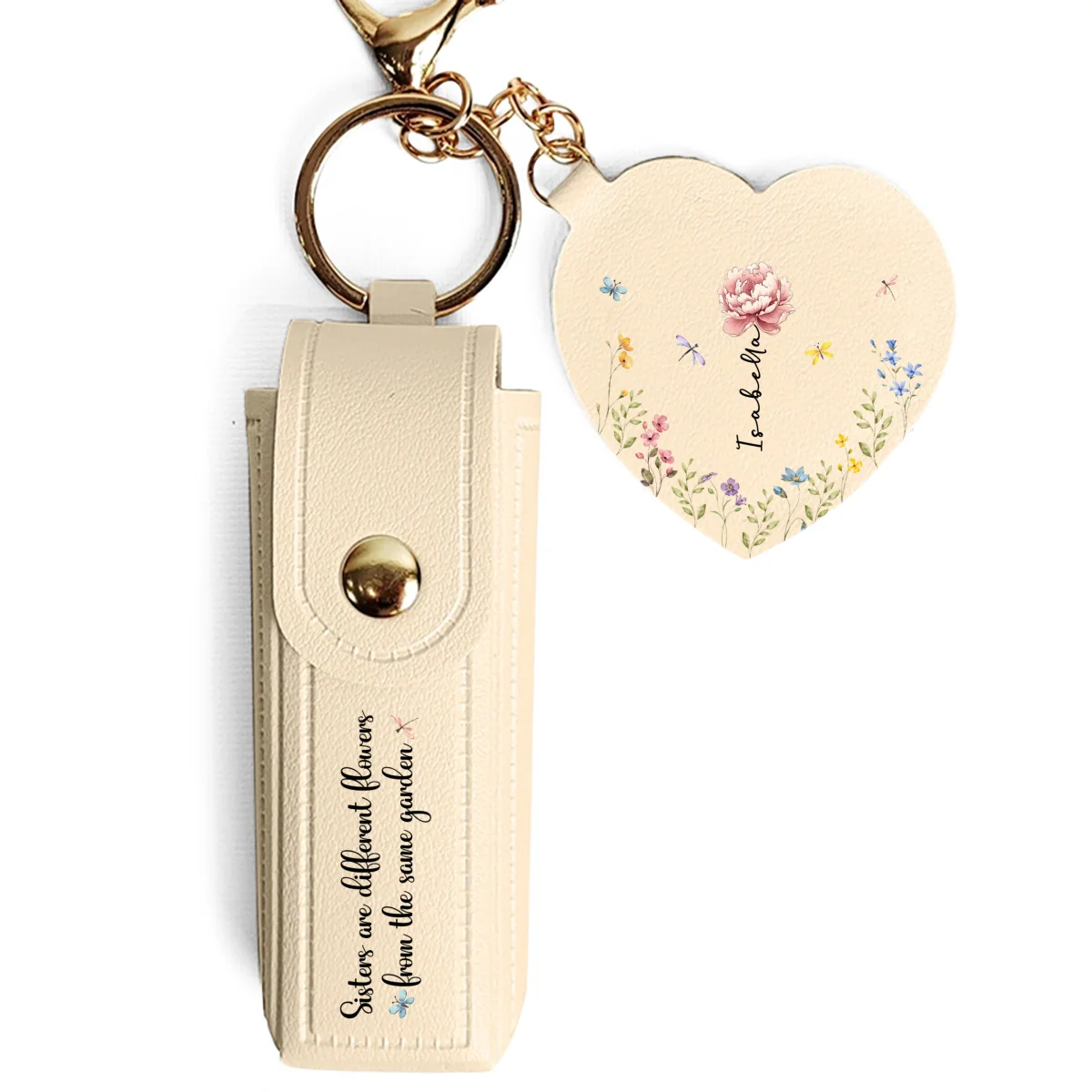 From The Same Garden - Personalized Custom Leather Lipstick Case Keychain With Mirror - Image 13