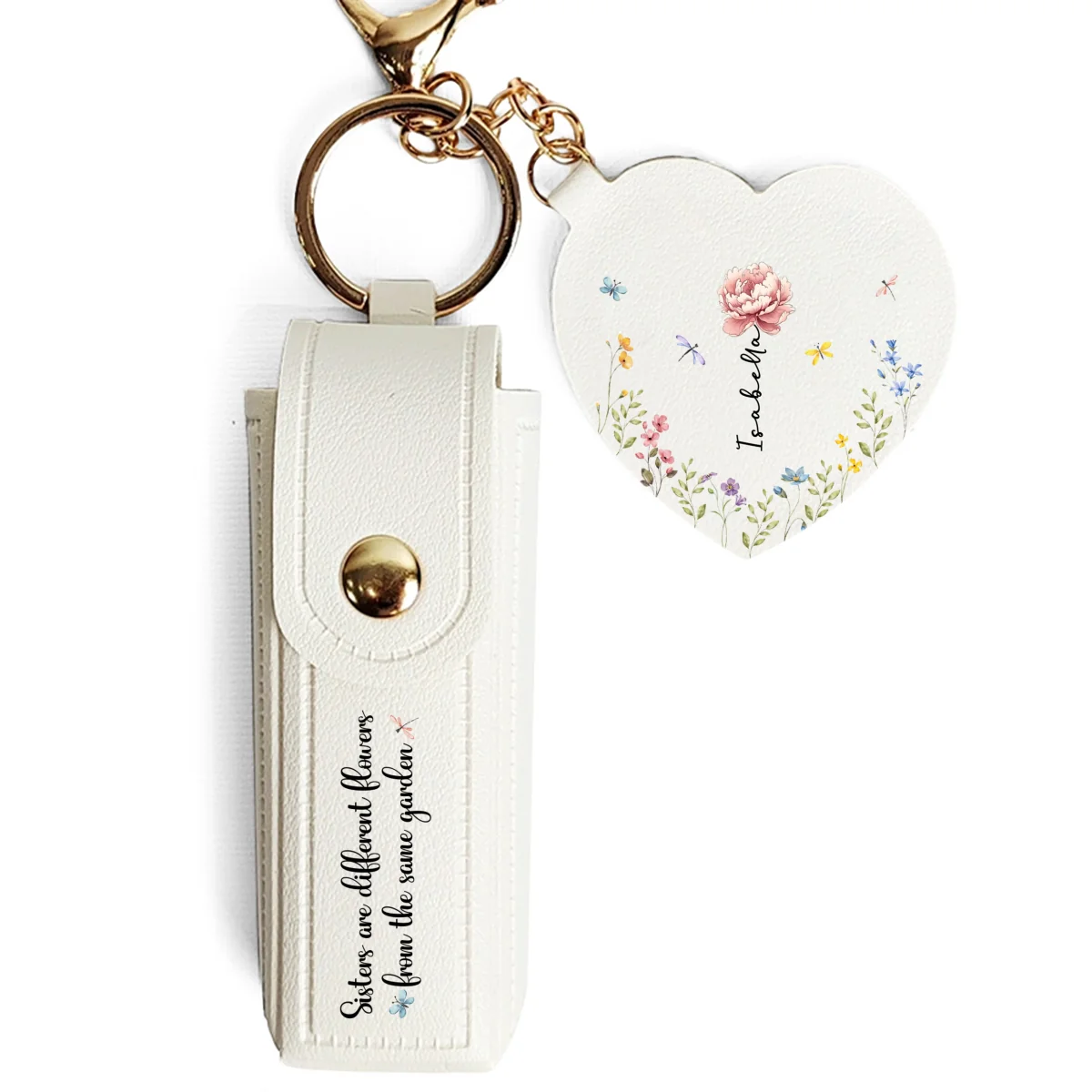 From The Same Garden - Personalized Custom Leather Lipstick Case Keychain With Mirror - Image 8
