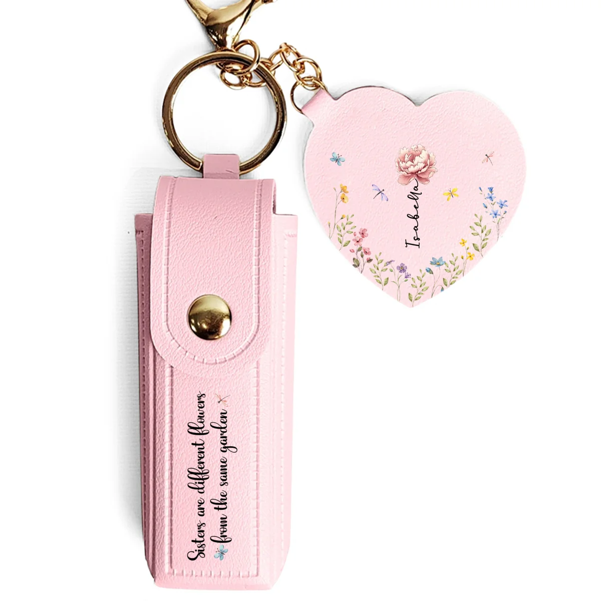 From The Same Garden - Personalized Custom Leather Lipstick Case Keychain With Mirror - Image 9