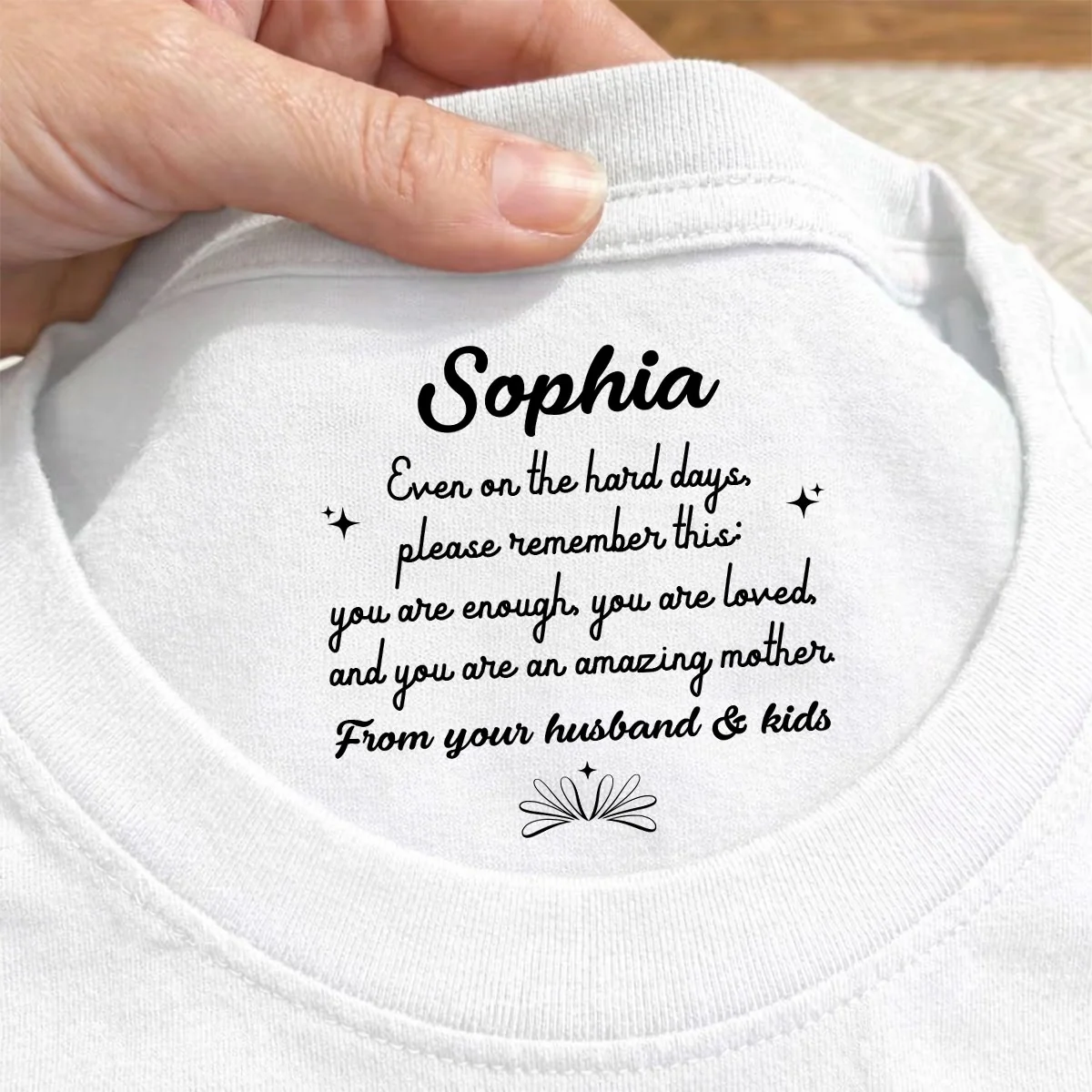 From Your Husband And Kid - Personalized Custom Inside Neck Print T-Shirt - Image 2