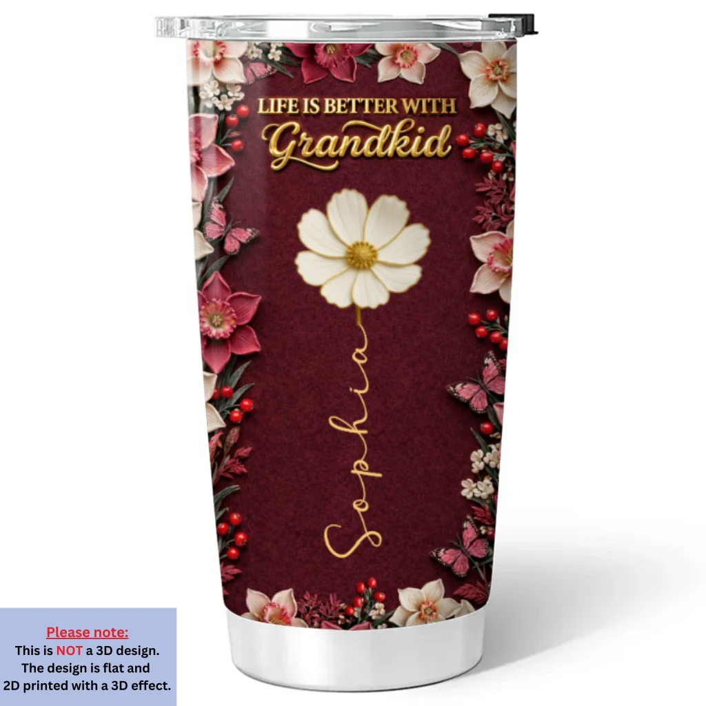 Frosted Crystal Grandkid - Personalized Custom 3D Effect Tumbler - Image 4
