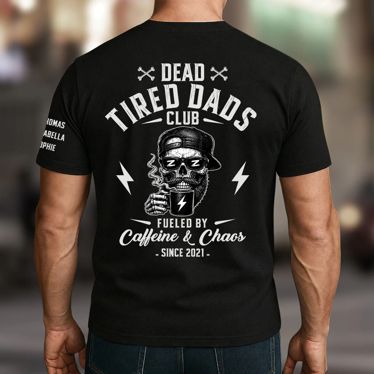Fueled By Their Laughter - Personalized Custom Shirt With Design On Sleeve - Image 3
