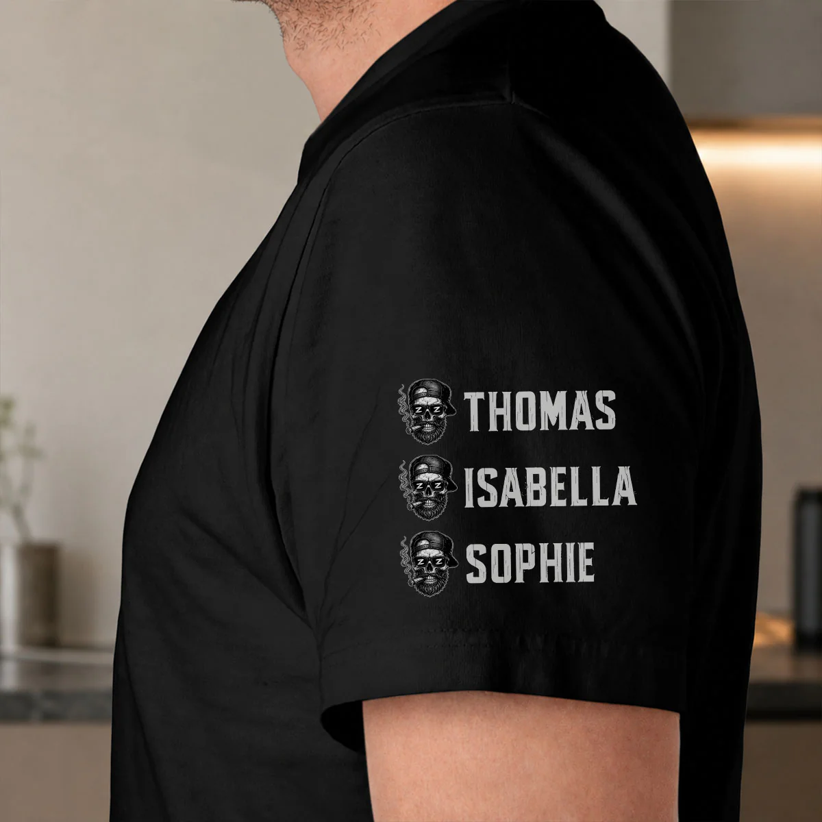 Fueled By Their Laughter - Personalized Custom Shirt With Design On Sleeve - Image 4