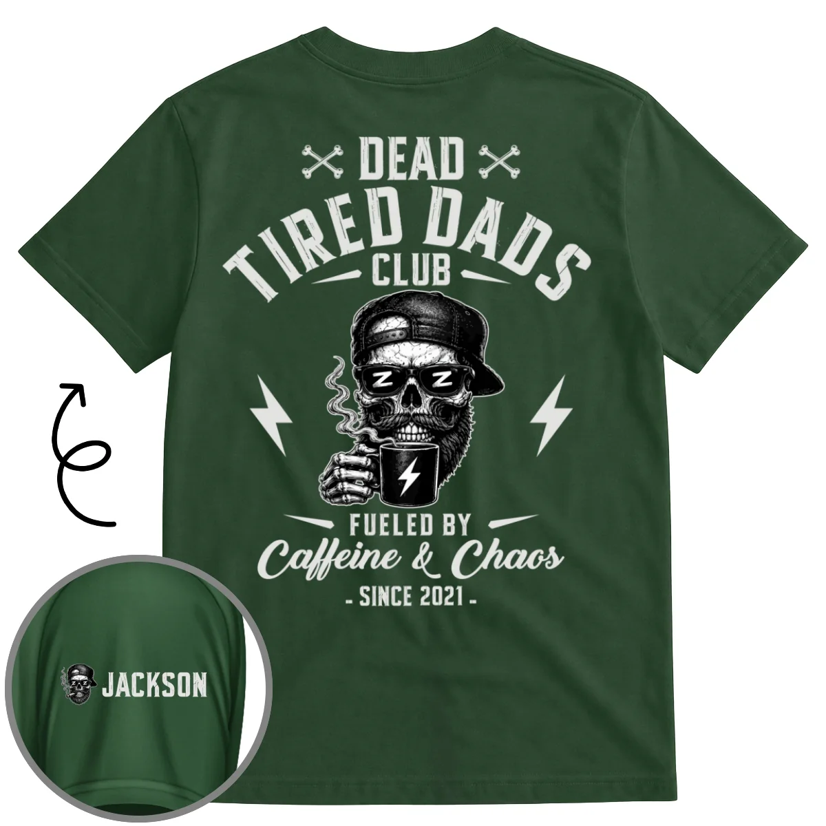 Fueled By Their Laughter - Personalized Custom Shirt With Design On Sleeve - Image 9