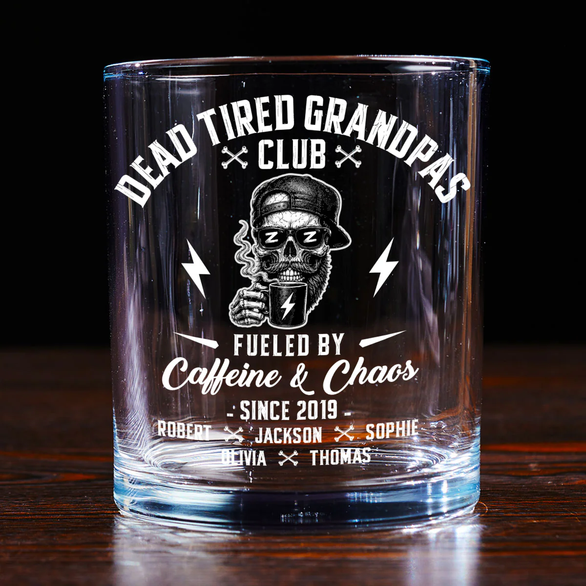 Fueled By Their Laughter - Personalized Custom Whiskey Glass - Image 3