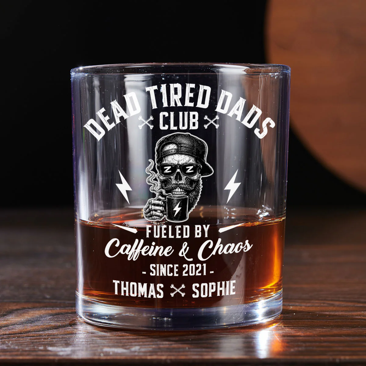 Fueled By Their Laughter - Personalized Custom Whiskey Glass - Image 4