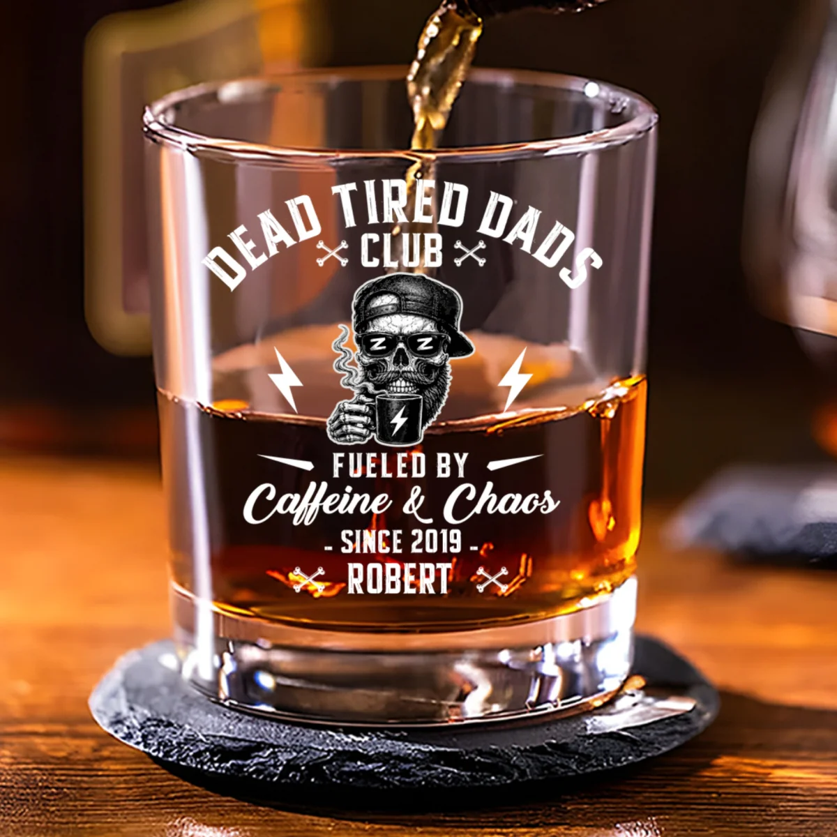 Fueled By Their Laughter - Personalized Custom Whiskey Glass - Image 7