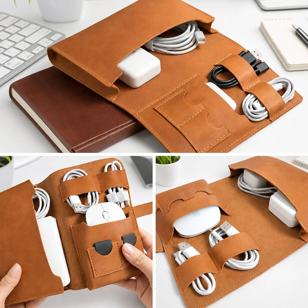 Fully Charged With Our Love - Personalized Custom Leather Charger Bag - Image 3