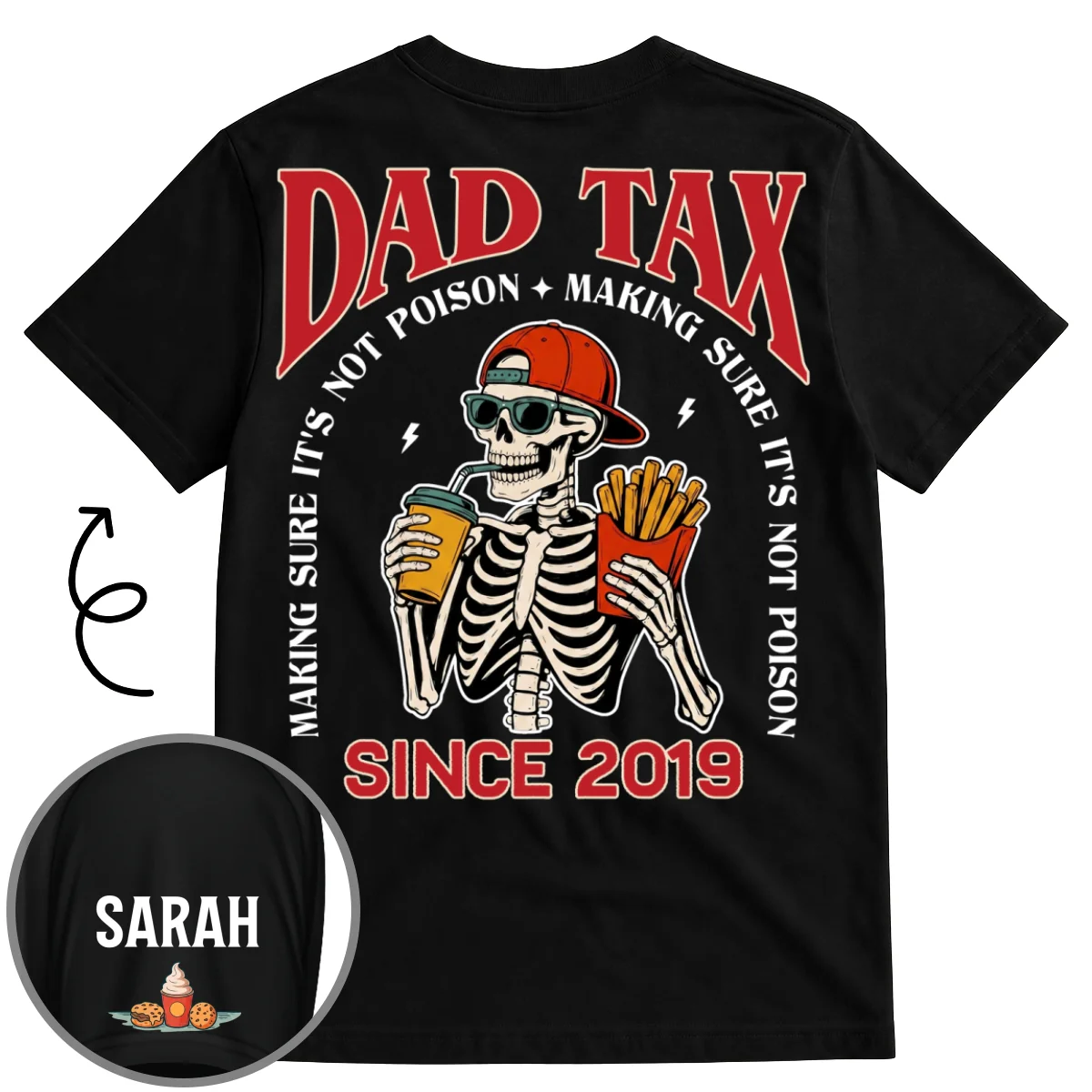 Funny Dad Tax 2 - Personalized Custom Shirt With Design On Sleeve - Image 6