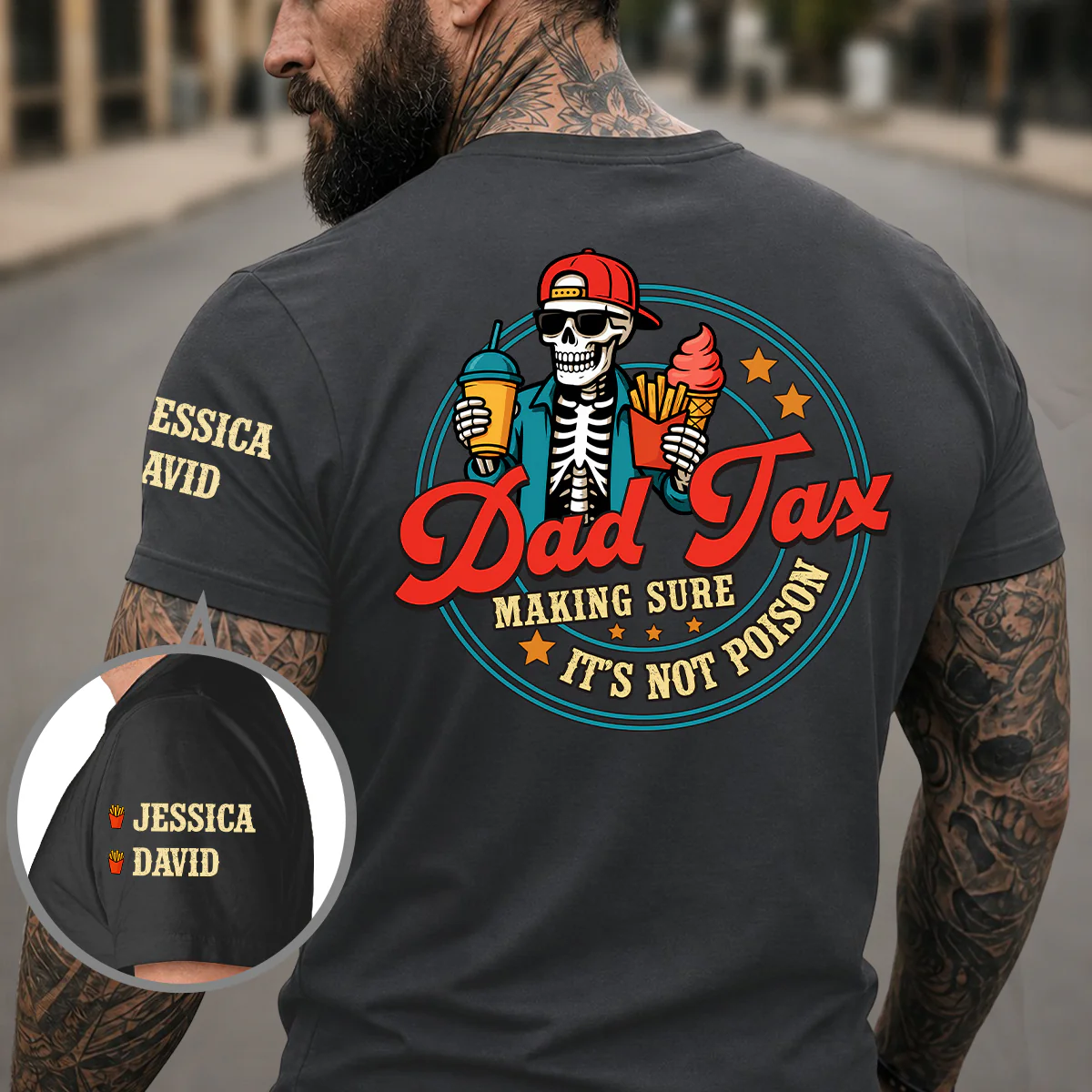 Funny Dad Tax - Personalized Custom Shirt With Design On Sleeve - Image 5
