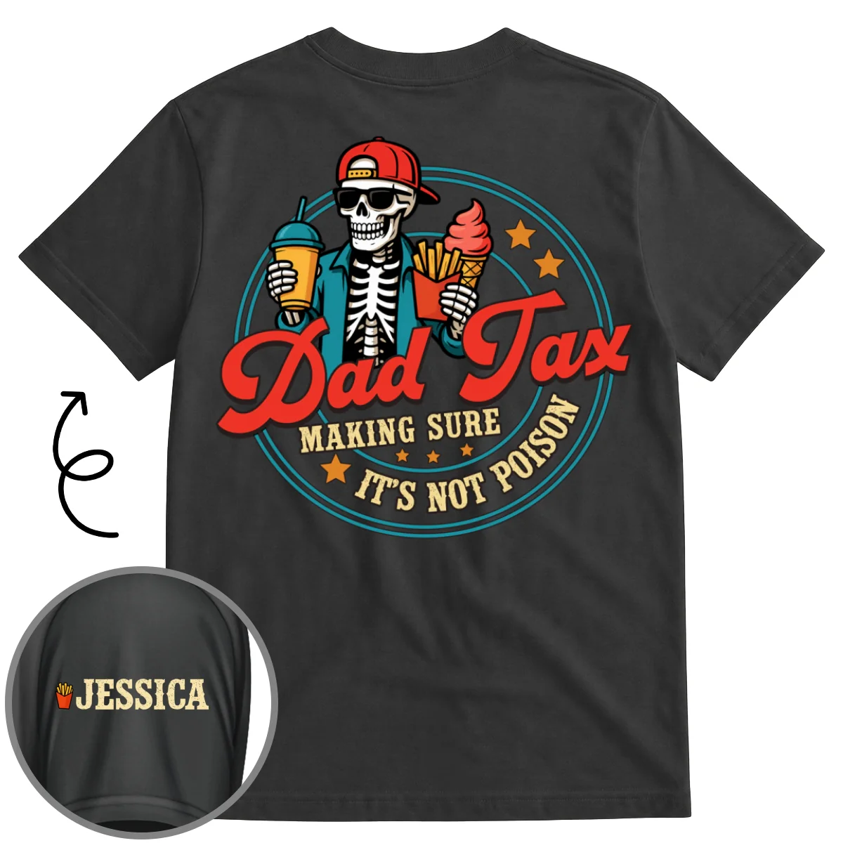 Funny Dad Tax - Personalized Custom Shirt With Design On Sleeve - Image 9