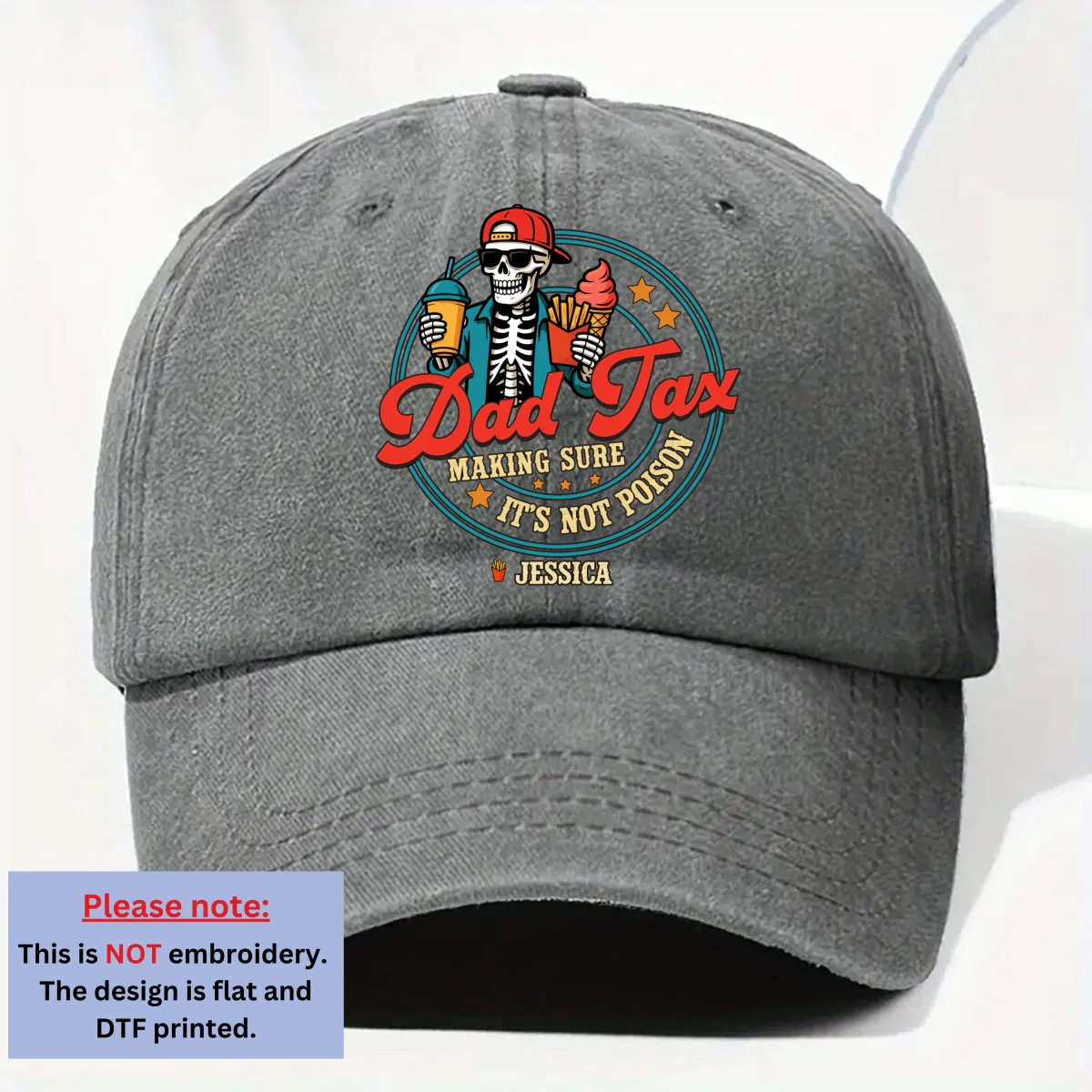 Funny Dad Tax - Personalized Custom Vintage Washed Denim Cap - Image 8