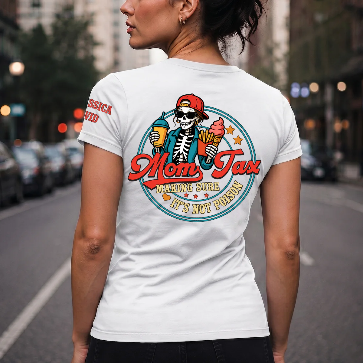 Funny Mom Tax - Personalized Custom Shirt With Design On Sleeve - Image 2