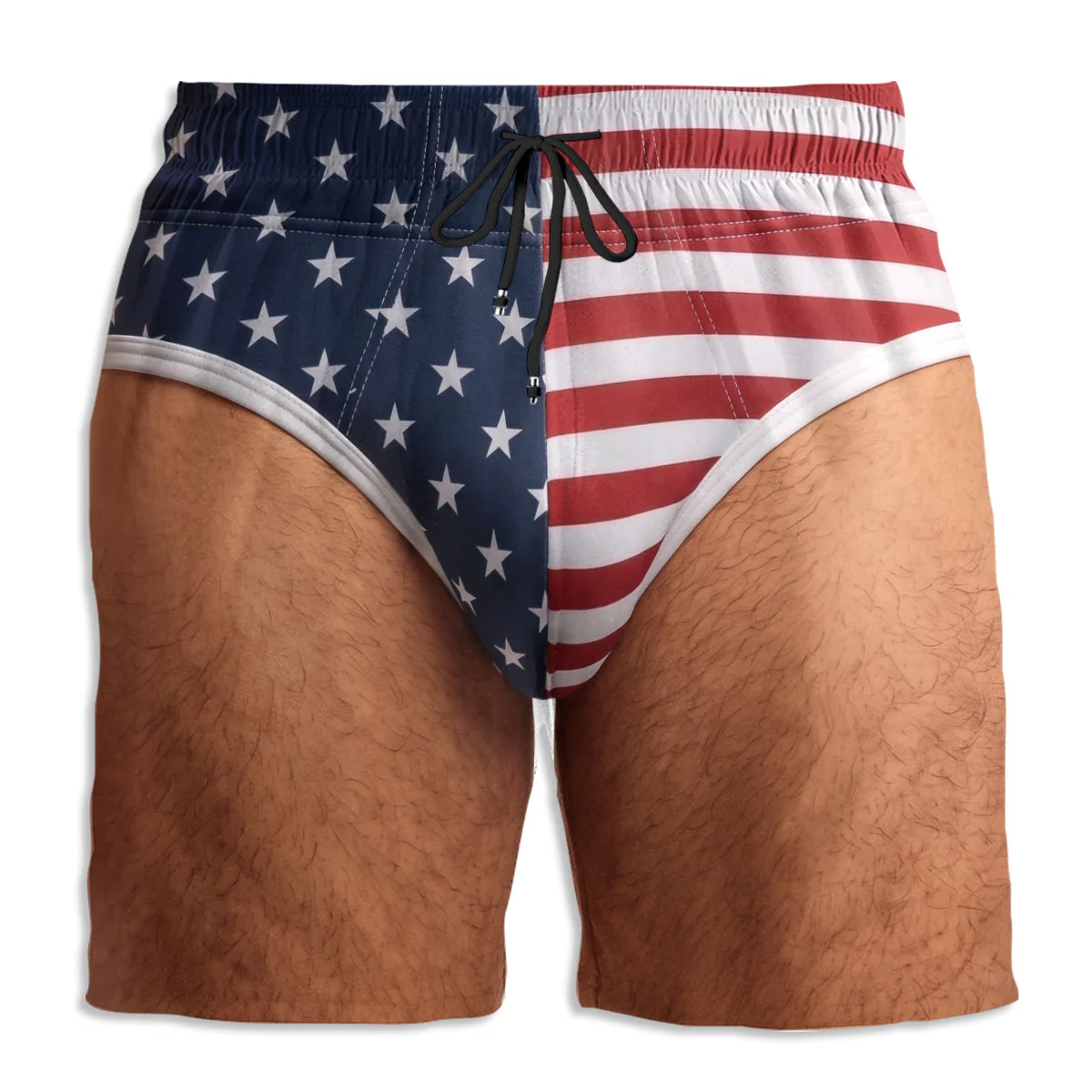 Funny Patriotic Men - Personalized Custom Beach Shorts - Image 3