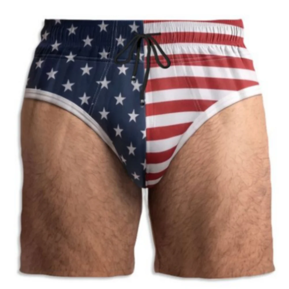 Funny Patriotic Men - Personalized Custom Beach Shorts - Image 6