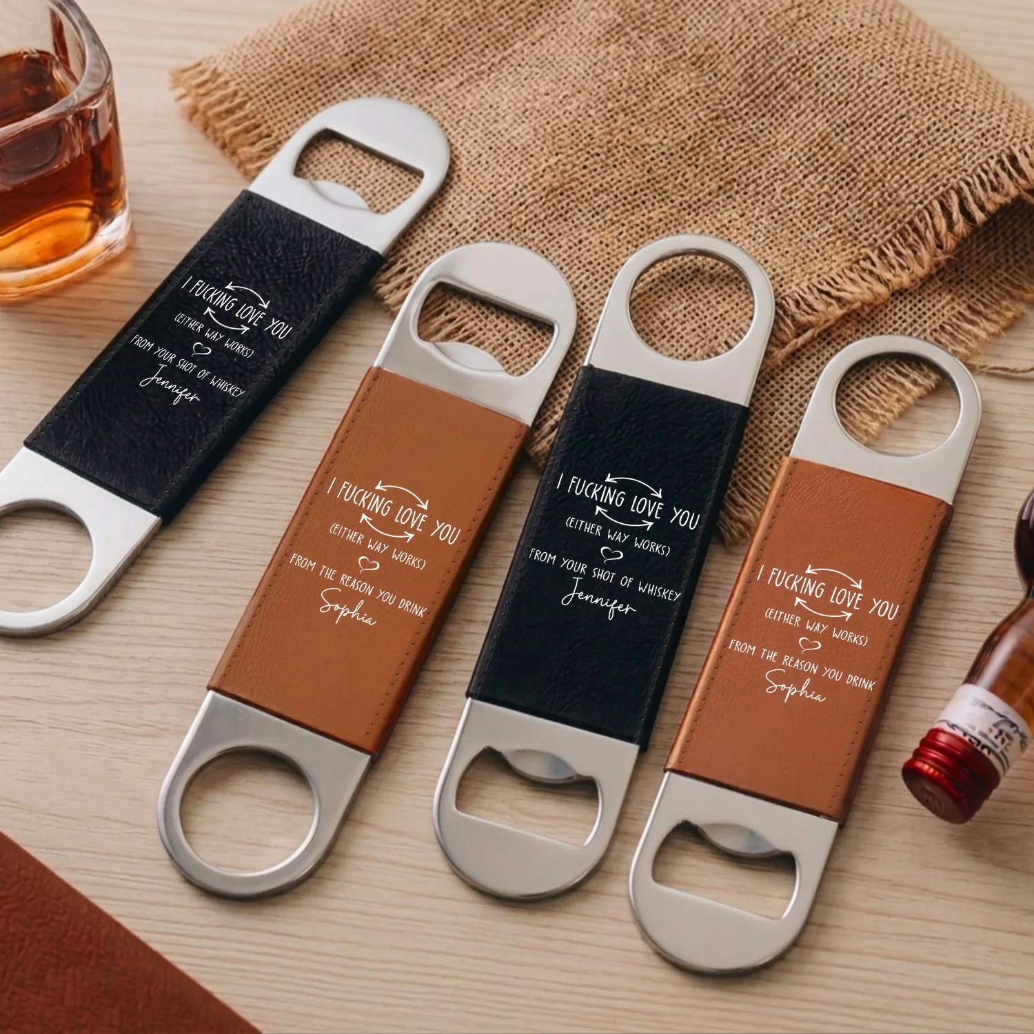 Fxking Love You - Personalized Custom Leather Bottle Opener - Image 2