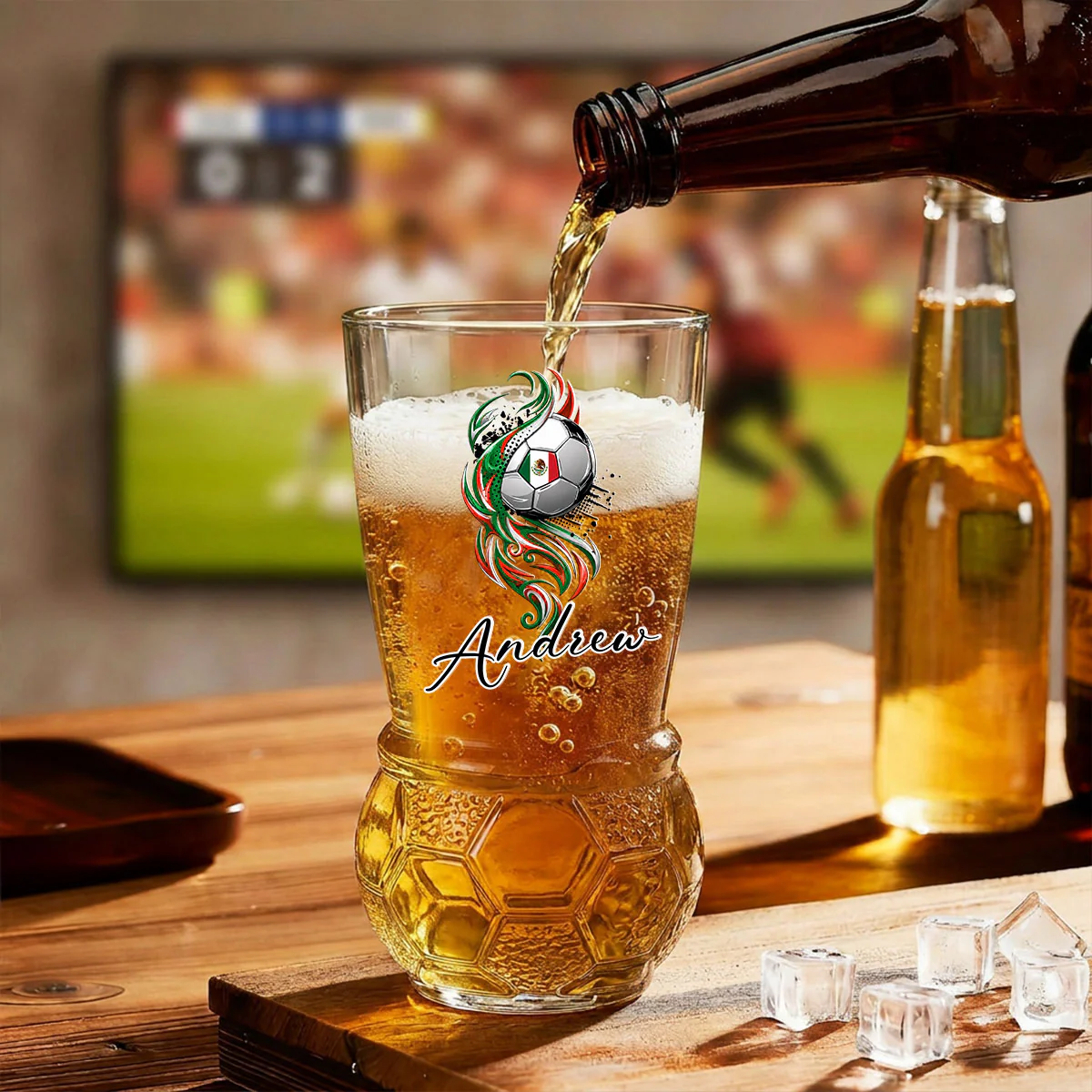 Game On - Personalized Custom Football Beer Glass - Image 4