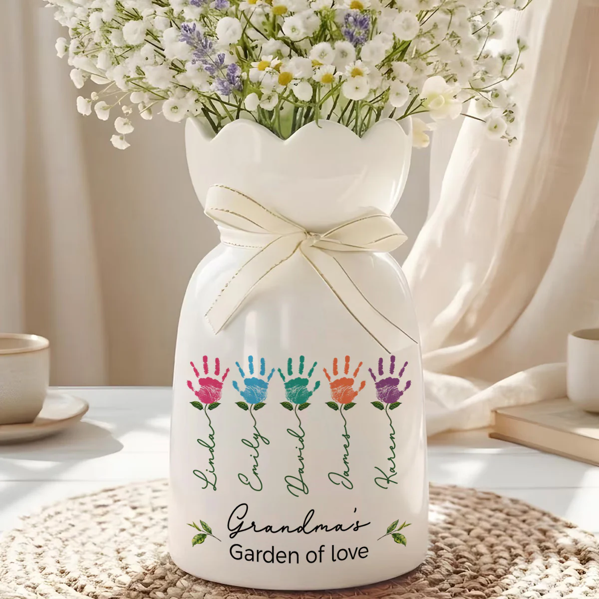 Garden Of Love - Personalized Custom Ribbon Tie Flower Vase