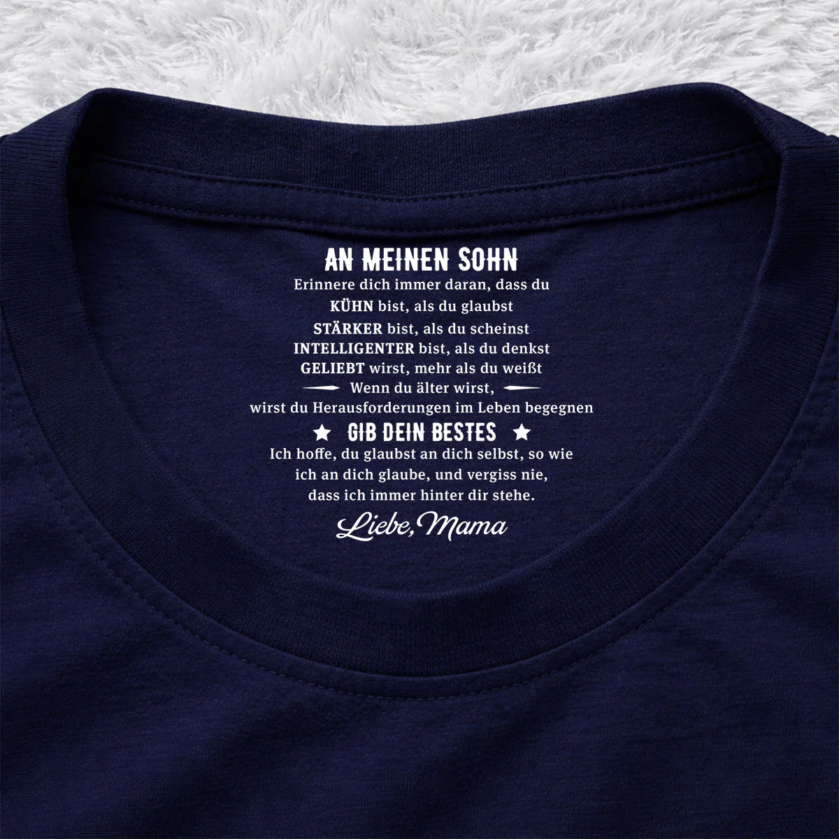 Gib Dein Bestes - Personalisiertes T-Shirt mit Innenhalsdruck