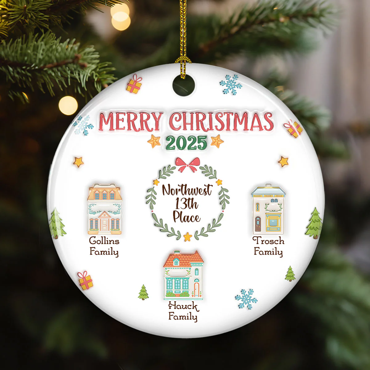 Gift For Our Neighbor 2025 - Personalized Custom 3D Inflated Effect Ceramic Ornament - Image 2