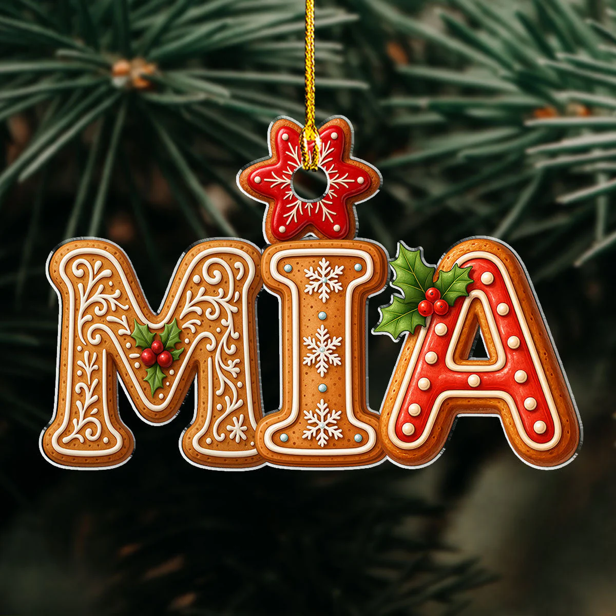 Gingerbear Letters - Personalized Custom Acrylic Ornament - Image 3