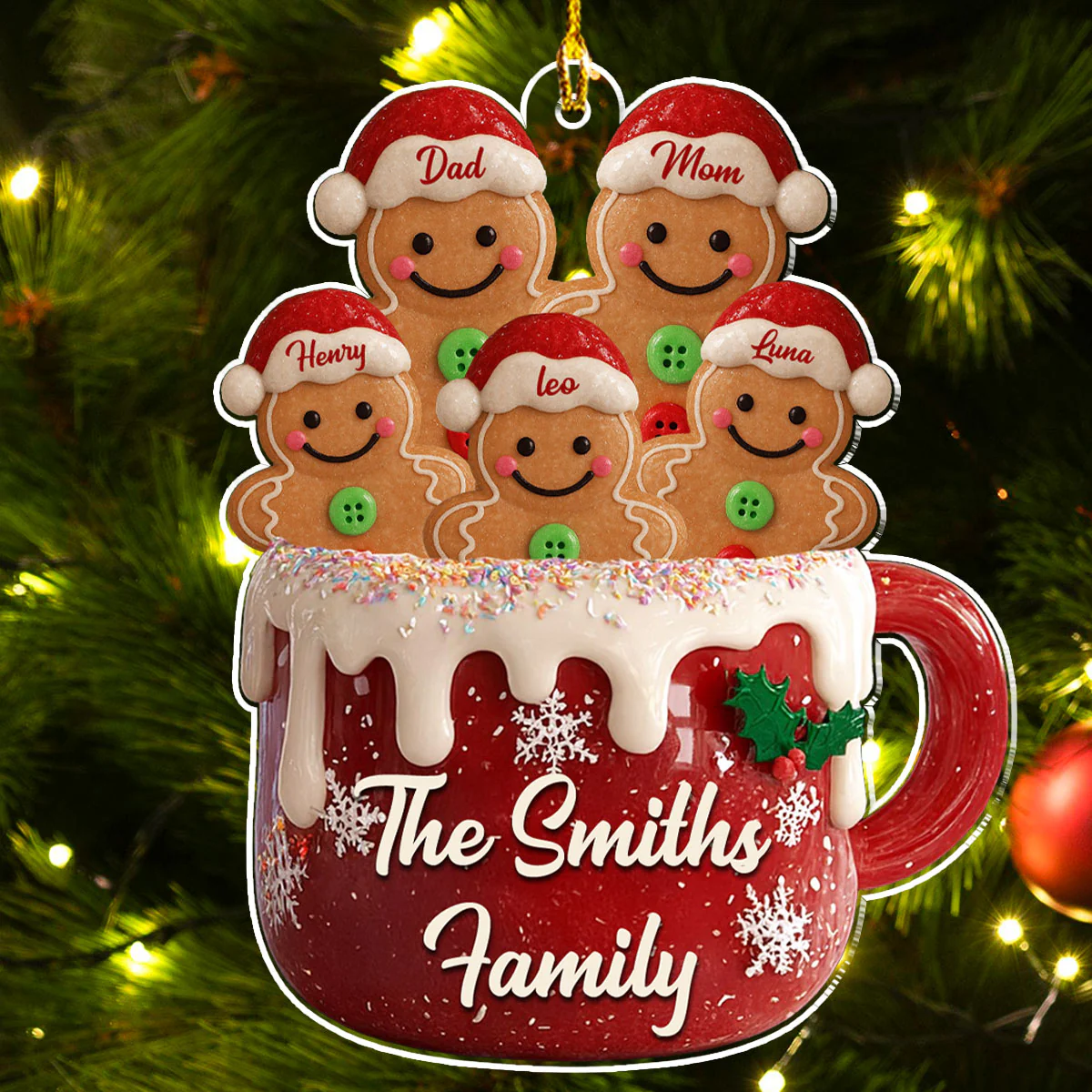 Gingerbread Family 2025 - Personalized Custom Acrylic Ornament - Image 2