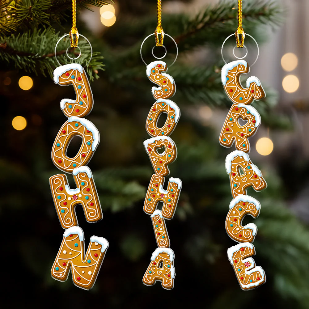 Gingerbread Letter Dreams - Personalized Custom Acrylic Ornament