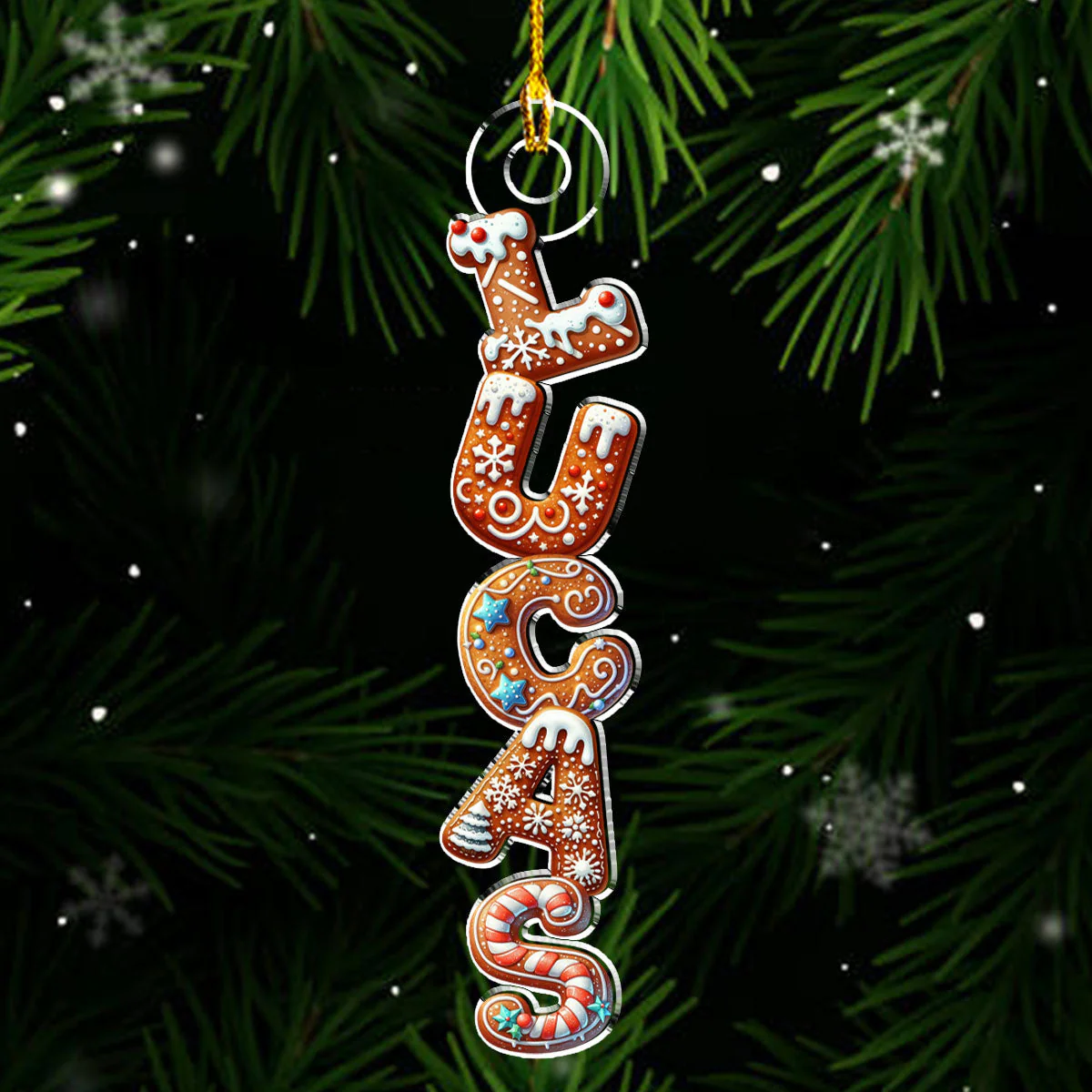 Gingerbread Letter - Personalized Custom Acrylic Ornament - Image 3