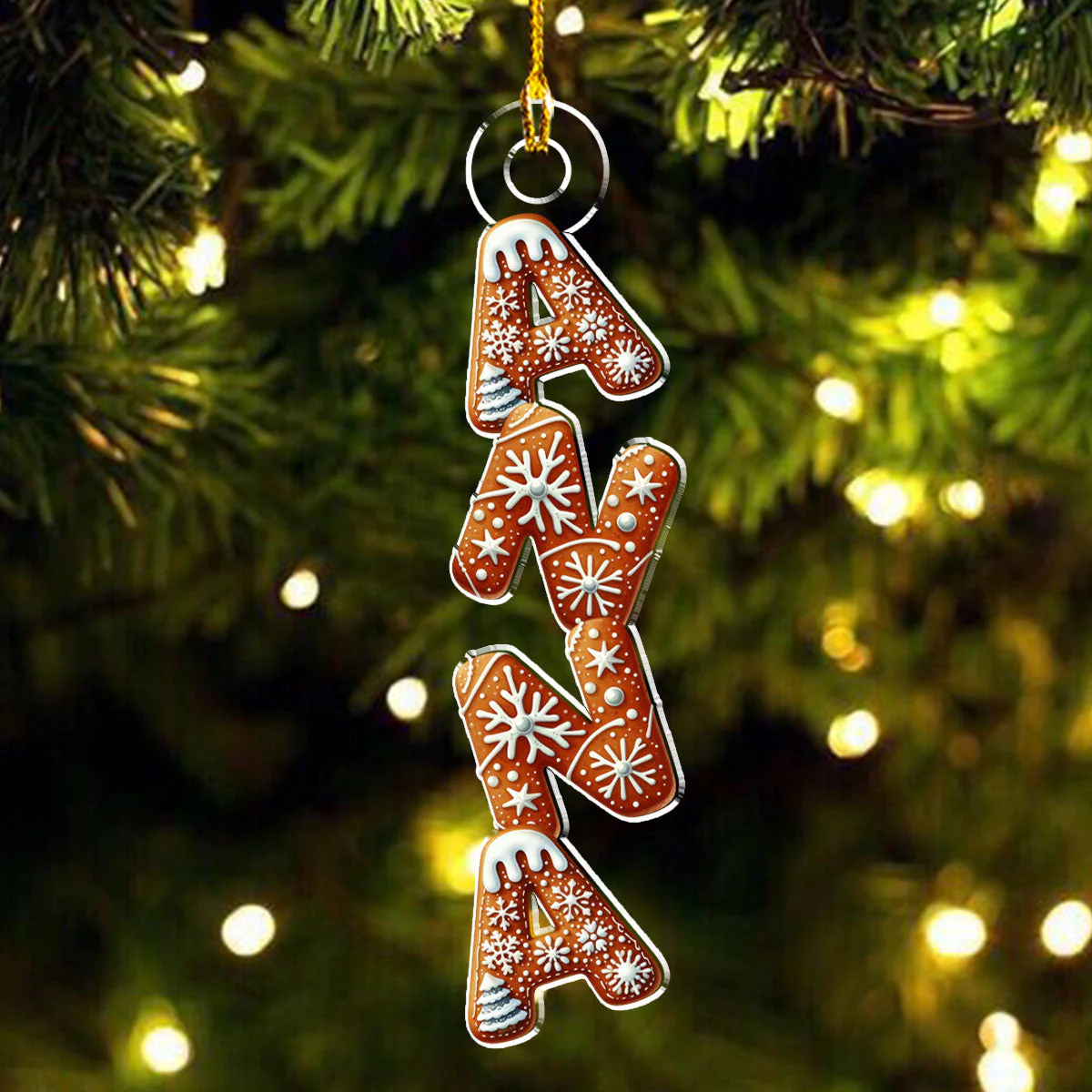 Gingerbread Letter - Personalized Custom Acrylic Ornament - Image 4