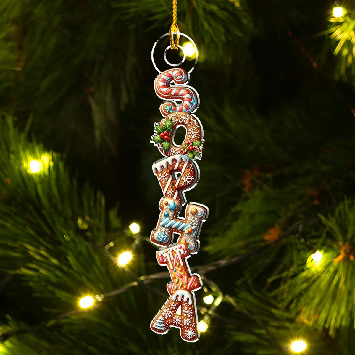 Gingerbread Letter - Personalized Custom Acrylic Ornament - Image 5