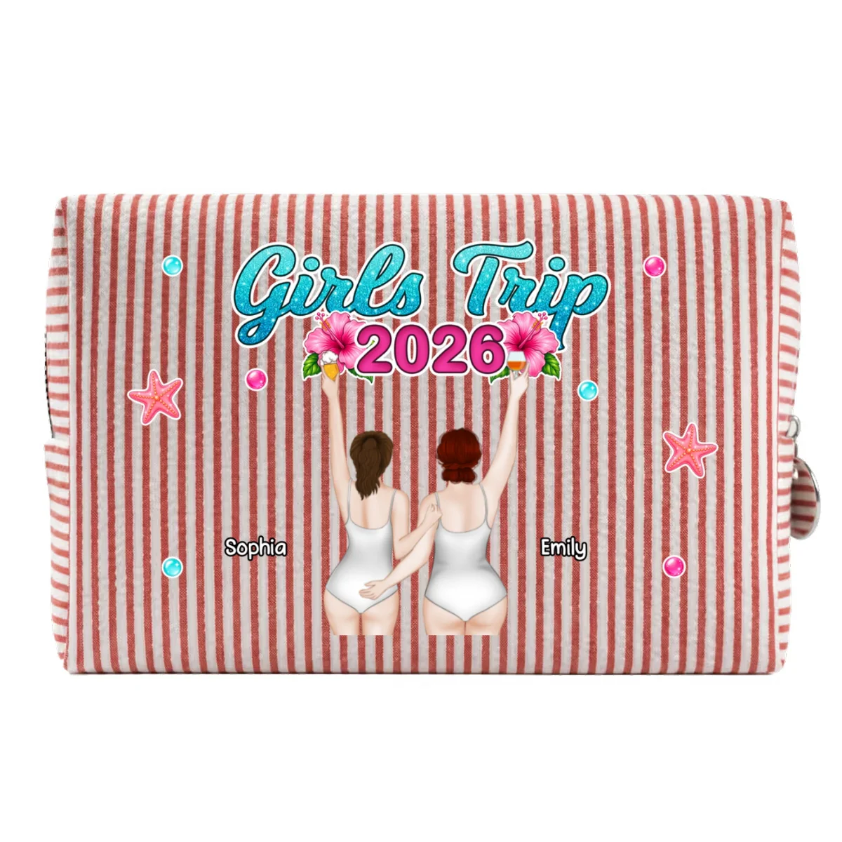Girls Trip - Personalized Custom Seersucker Print Makeup Bag - Image 10